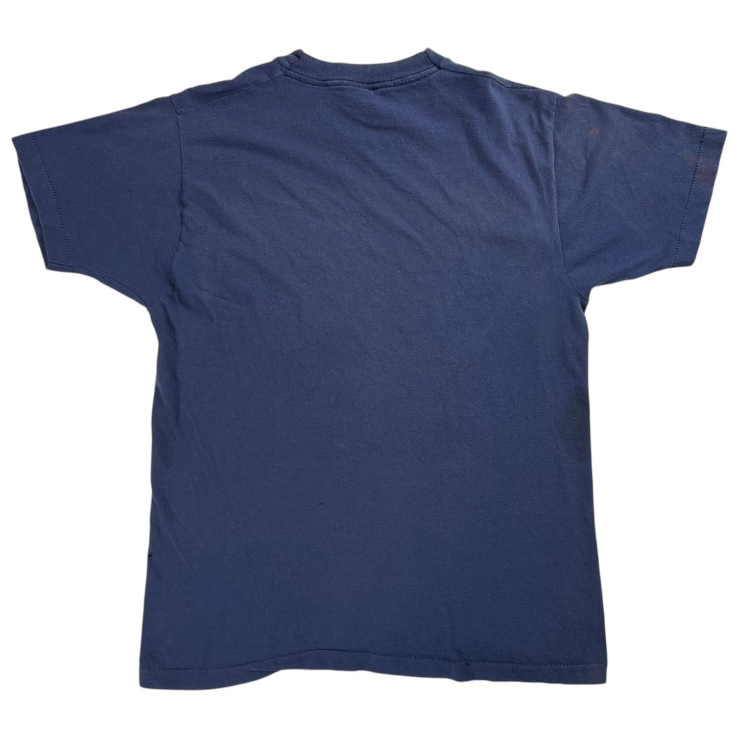 Vintage 80s Fruit of the loom navy blue faded pocket tee (M)