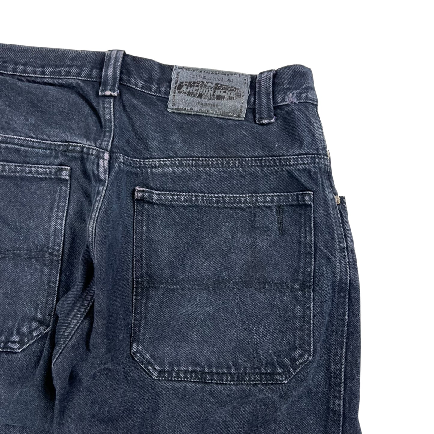 Vintage Y2K Anchor Blue double knee baggy black denim jeans (32x31)