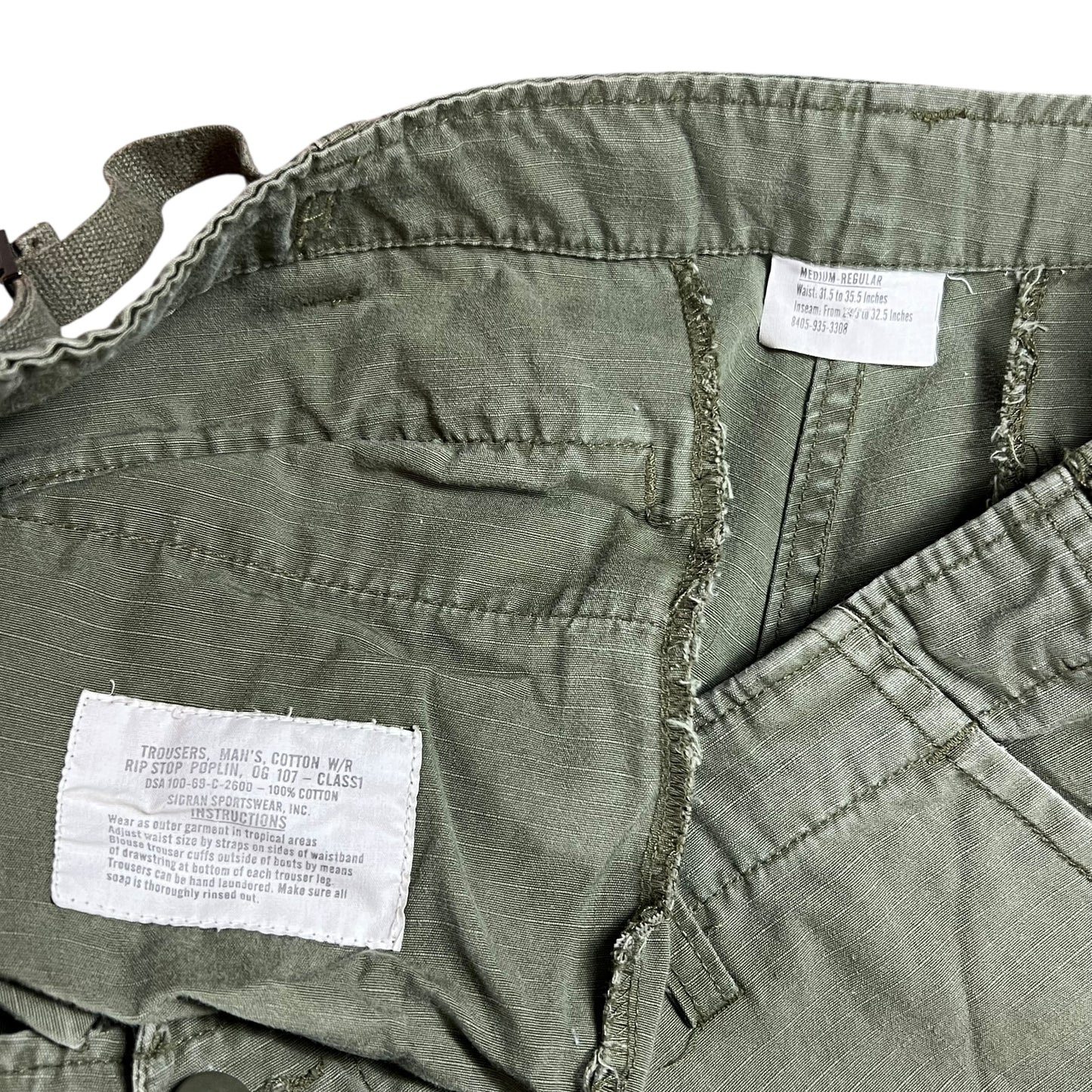 Vintage 1969 OG-107 Class 1 Vietnam era cargo military pants (35x30)