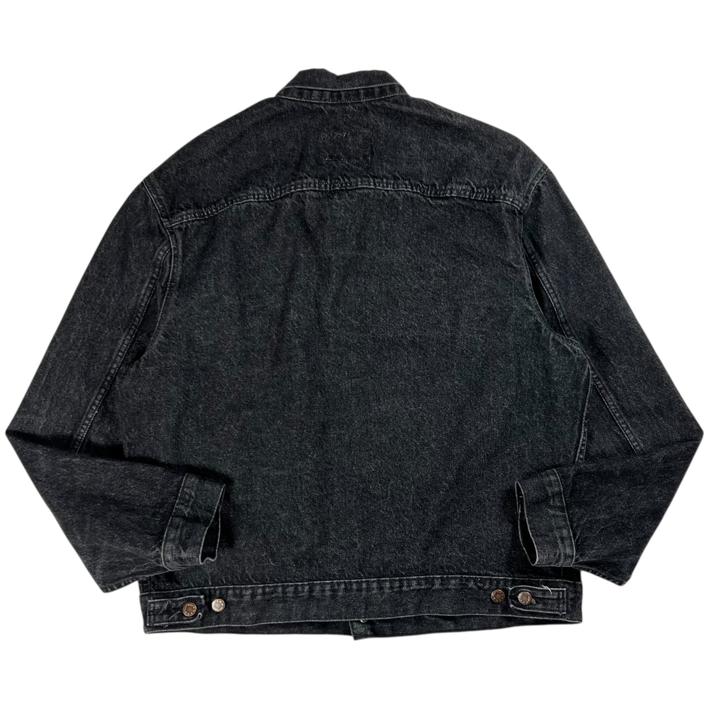 Vintage 90s Warner Brothers Warner Home Video denim black jean jacket (L)