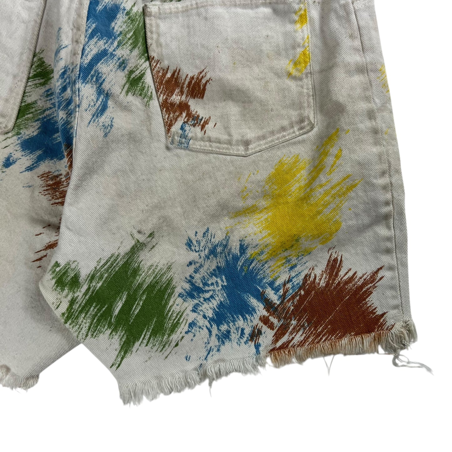Vintage 1970s Wrangler paint splatter design cutoff denim shorts (32)