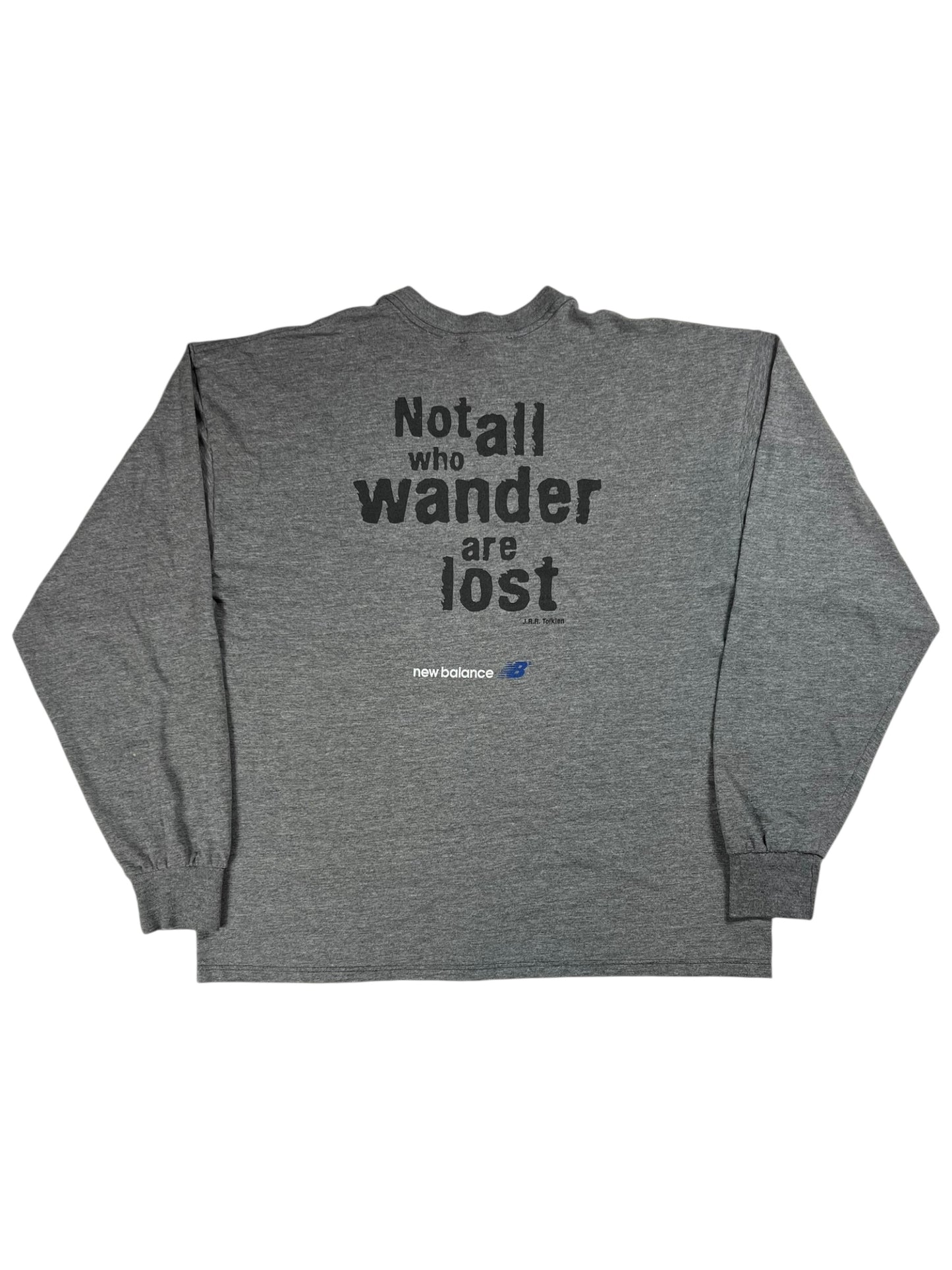 Vintage 90s New Balance “Not all who wander are lost” J.R.R. Tolkien long sleeve shirt (L)