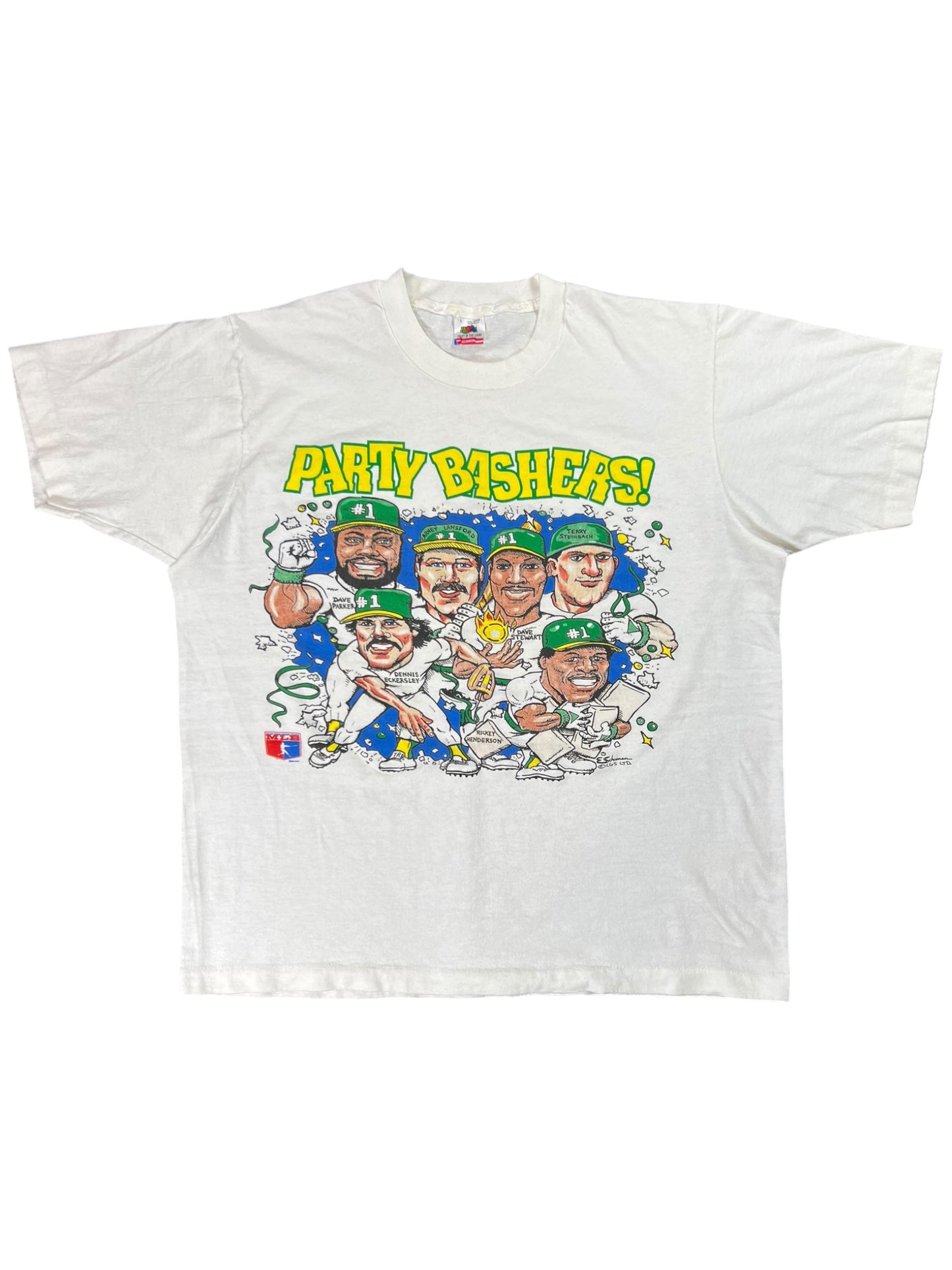 Vintage 90s Oakland Athletics Party Bashers! Caricature tee (L)