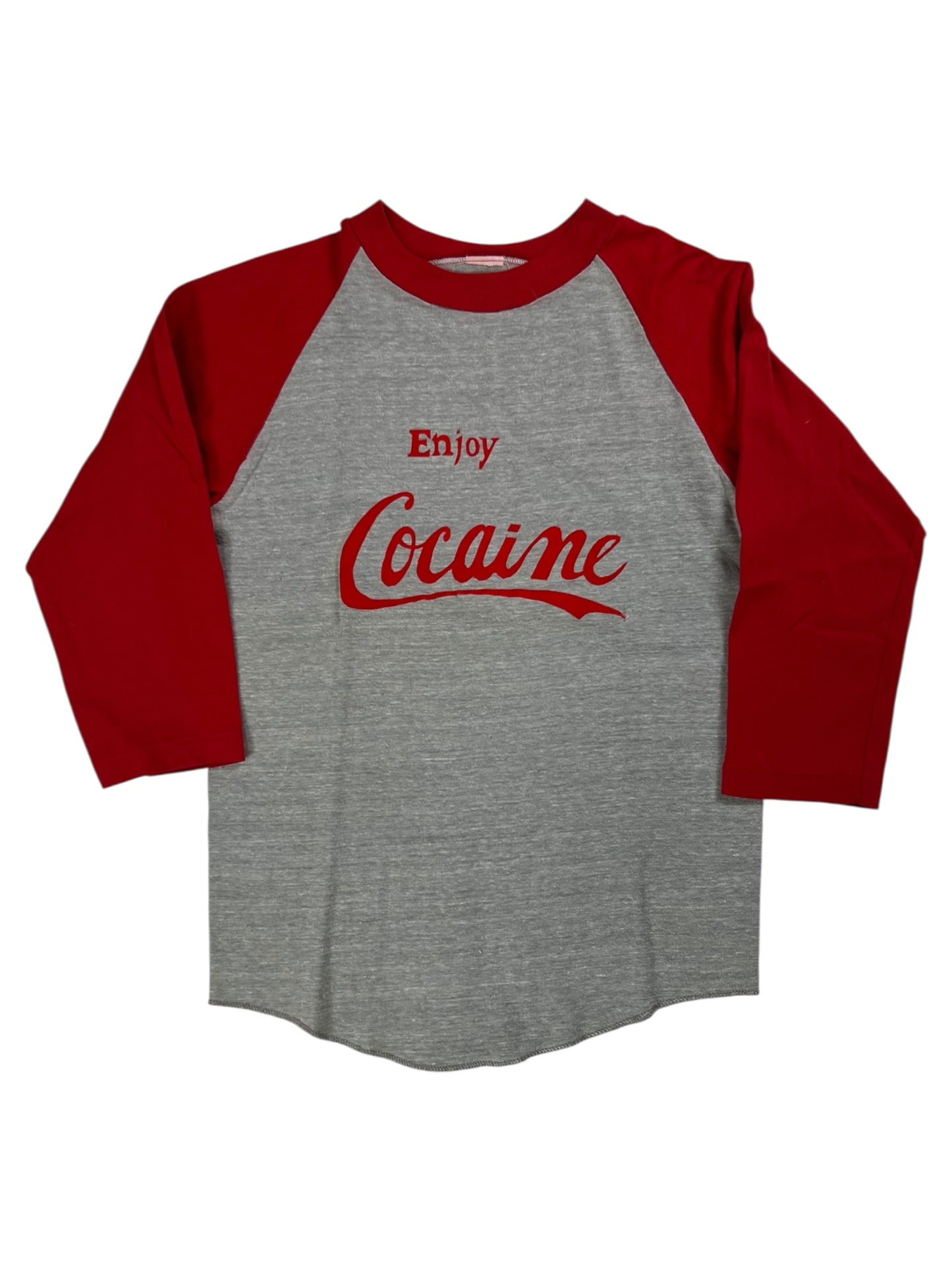 Vintage 1970s Enjoy Cocaine parody raglan drug tee (S)