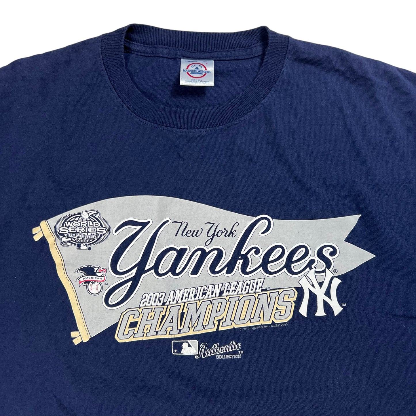 Vintage 2003 New York Yankees American League champions tee (L)
