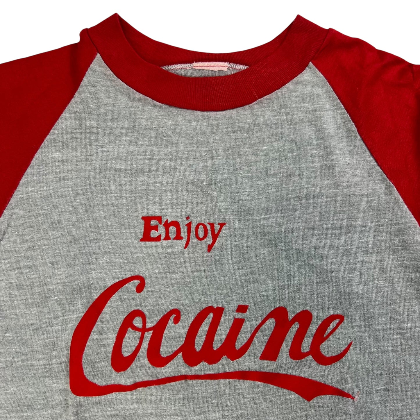 Vintage 1970s Enjoy Cocaine parody raglan drug tee (S)