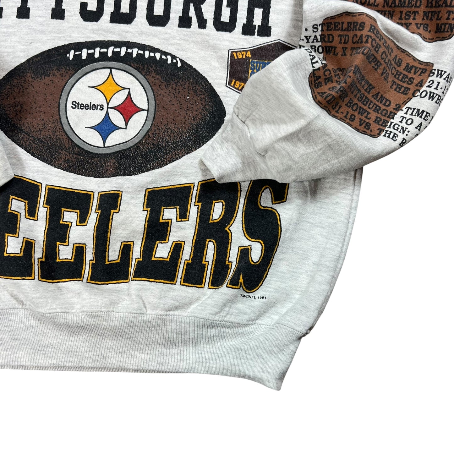 Vintage 1991 Long Gone Pittsburgh Steelers all over print crewneck (M)