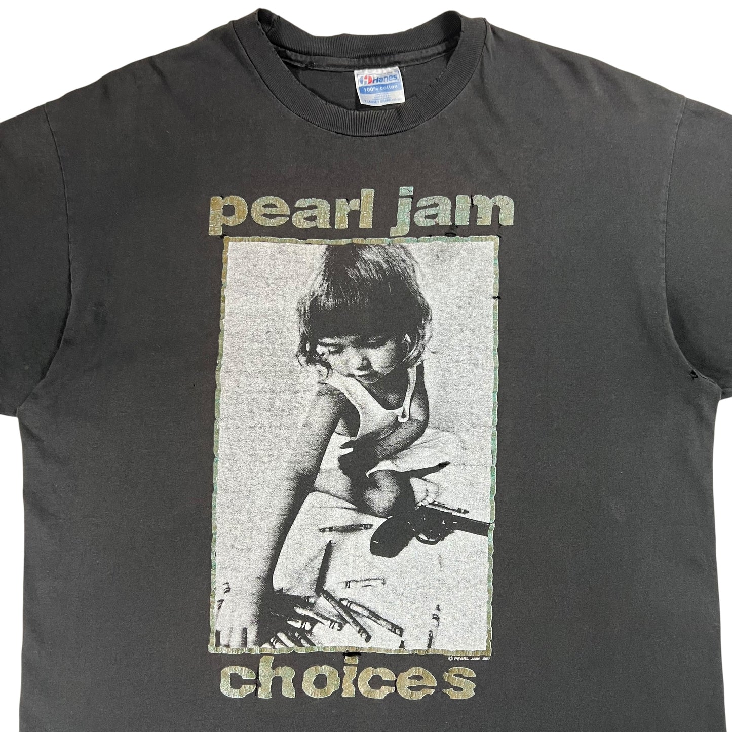 Vintage 1992 Pearl Jam Choices Crayons Gun faded band tee (XL)