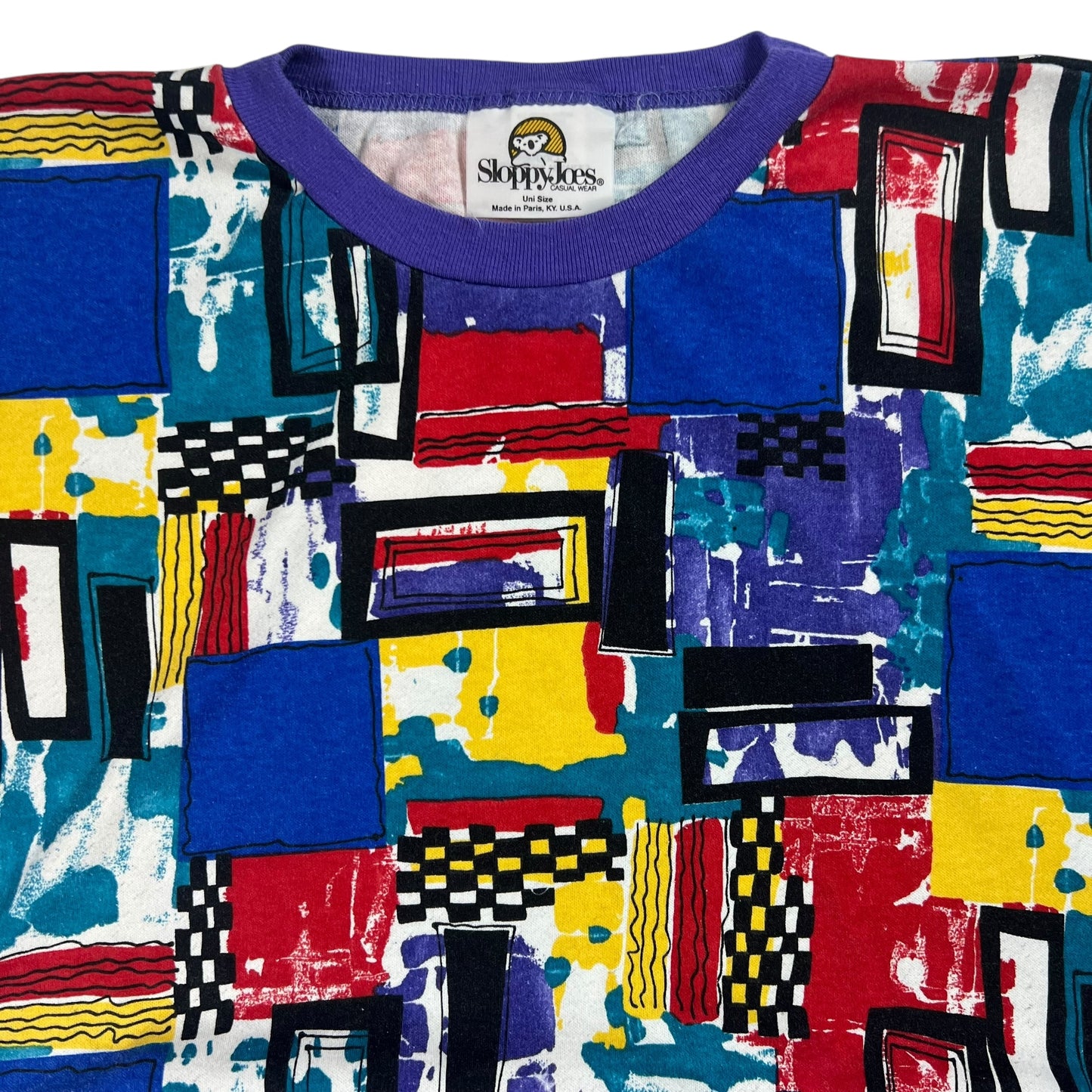 Vintage 90s abstract art all over print AOP crewneck (L)