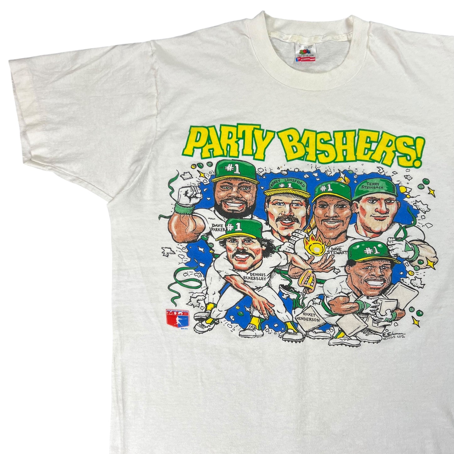 Vintage 90s Oakland Athletics Party Bashers! Caricature tee (L)