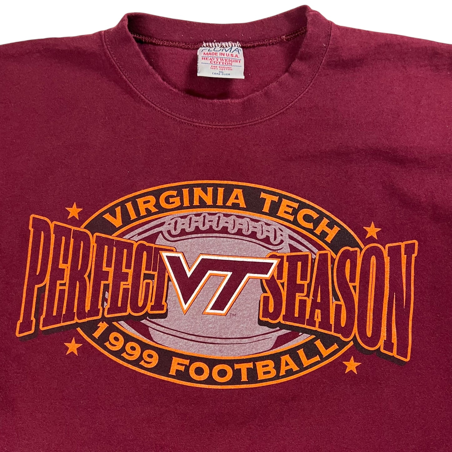 Vintage 1999 Virginia Tech Hokies football perfect season long sleeve print shirt (XL)