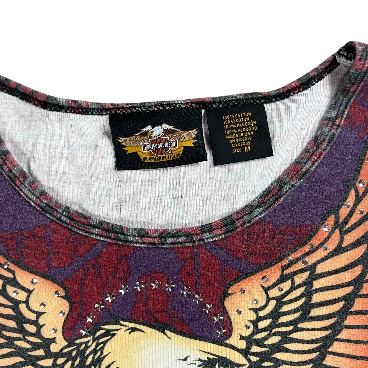 Vintage Y2K Harley Davidson Motorcycles femme flames all over print women’s long sleeve (M)