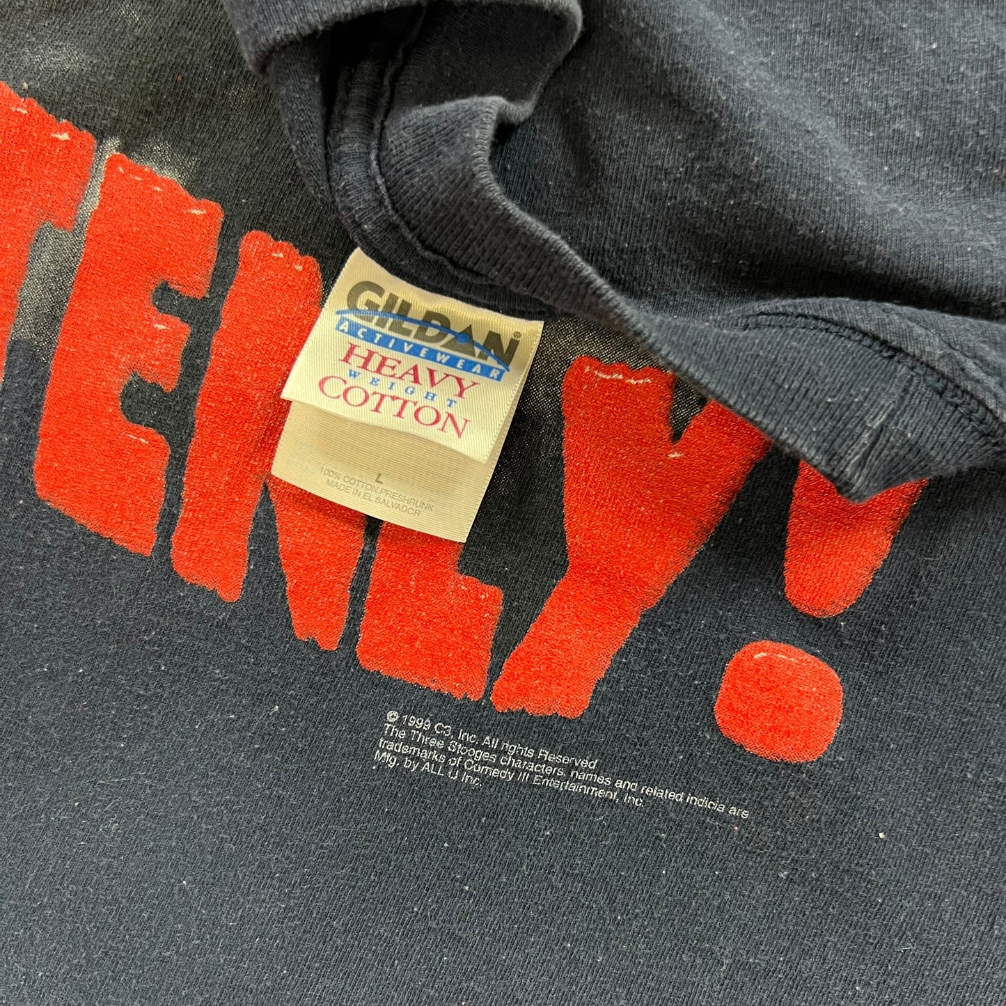 Vintage 1999 Three Stooges Curly “Why, Soitenly!” Tee (L)