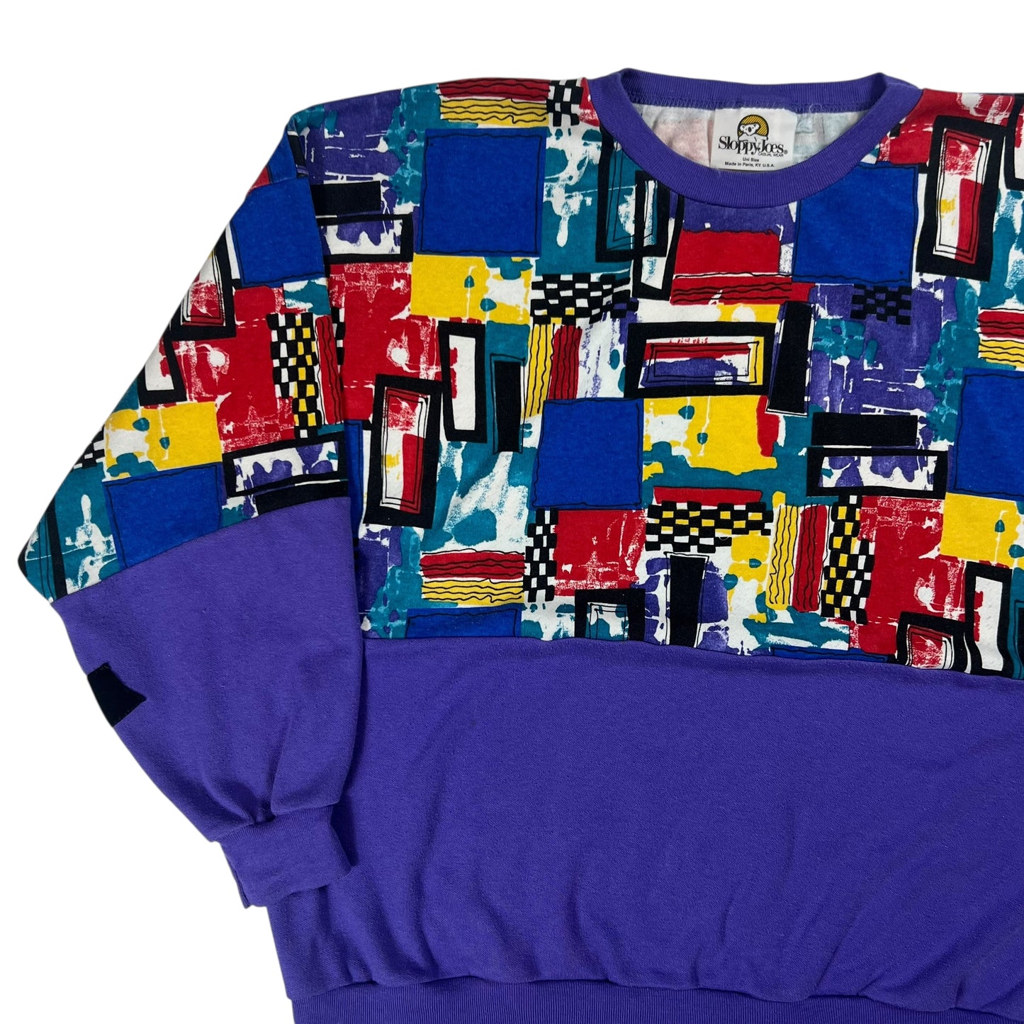 Vintage 90s abstract art all over print AOP crewneck (L)