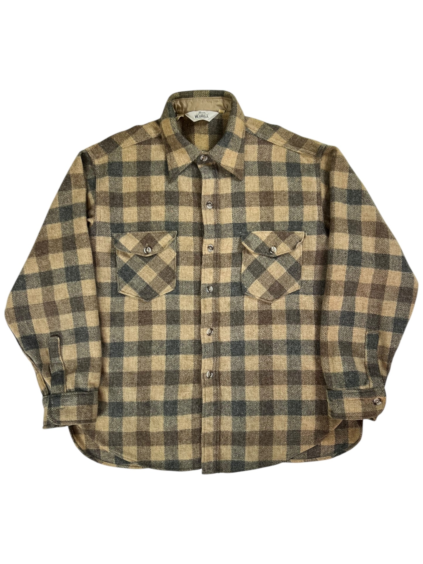 Vintage 1970s Woolrich plaid flannel button up (XL)