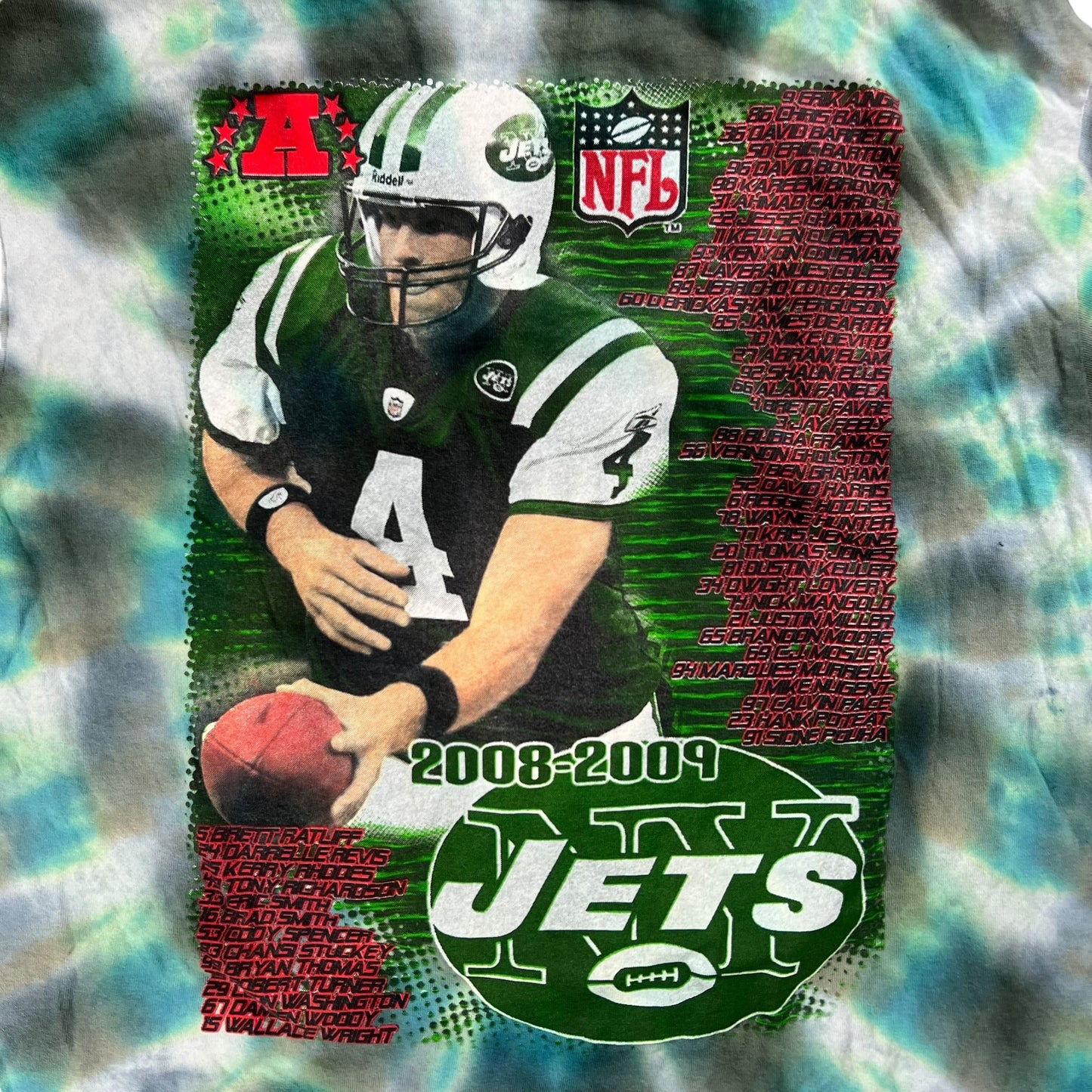 2008 New York Jets roster tie dye tee (XL)