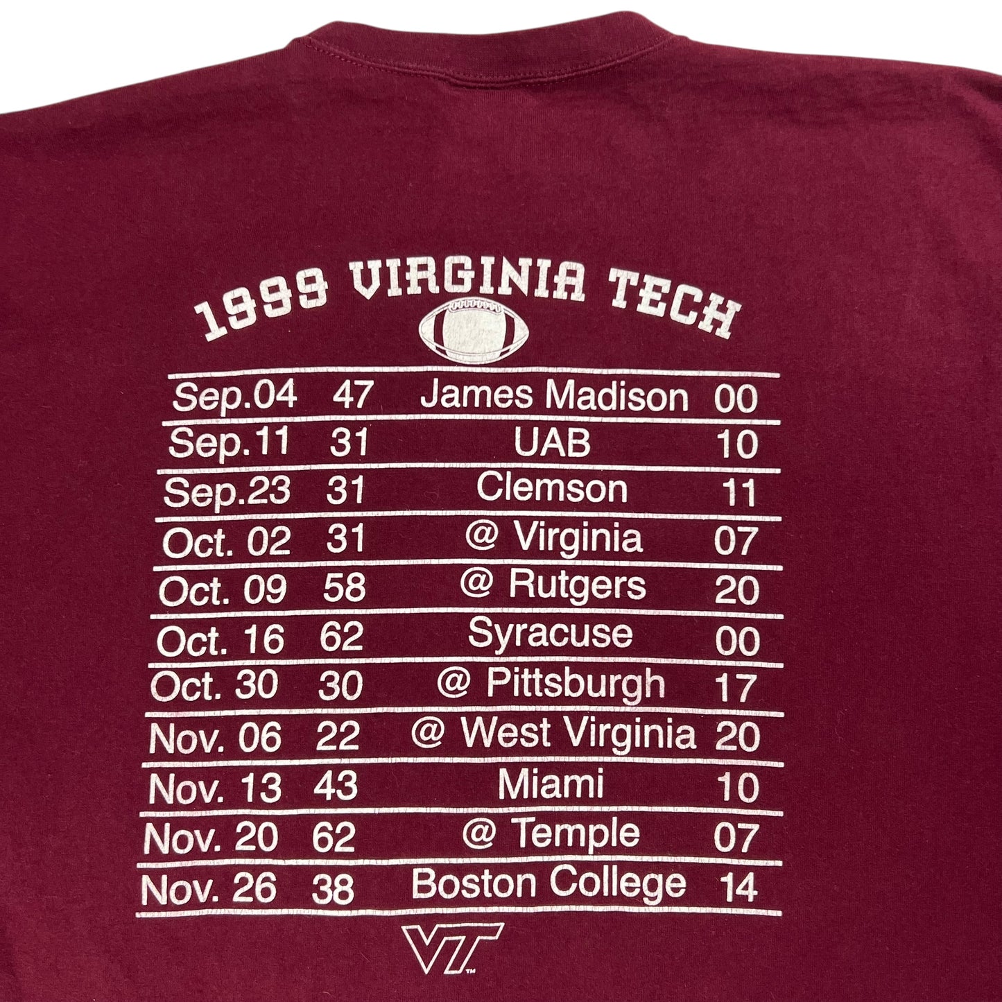 Vintage 1999 Virginia Tech Hokies football perfect season long sleeve print shirt (XL)