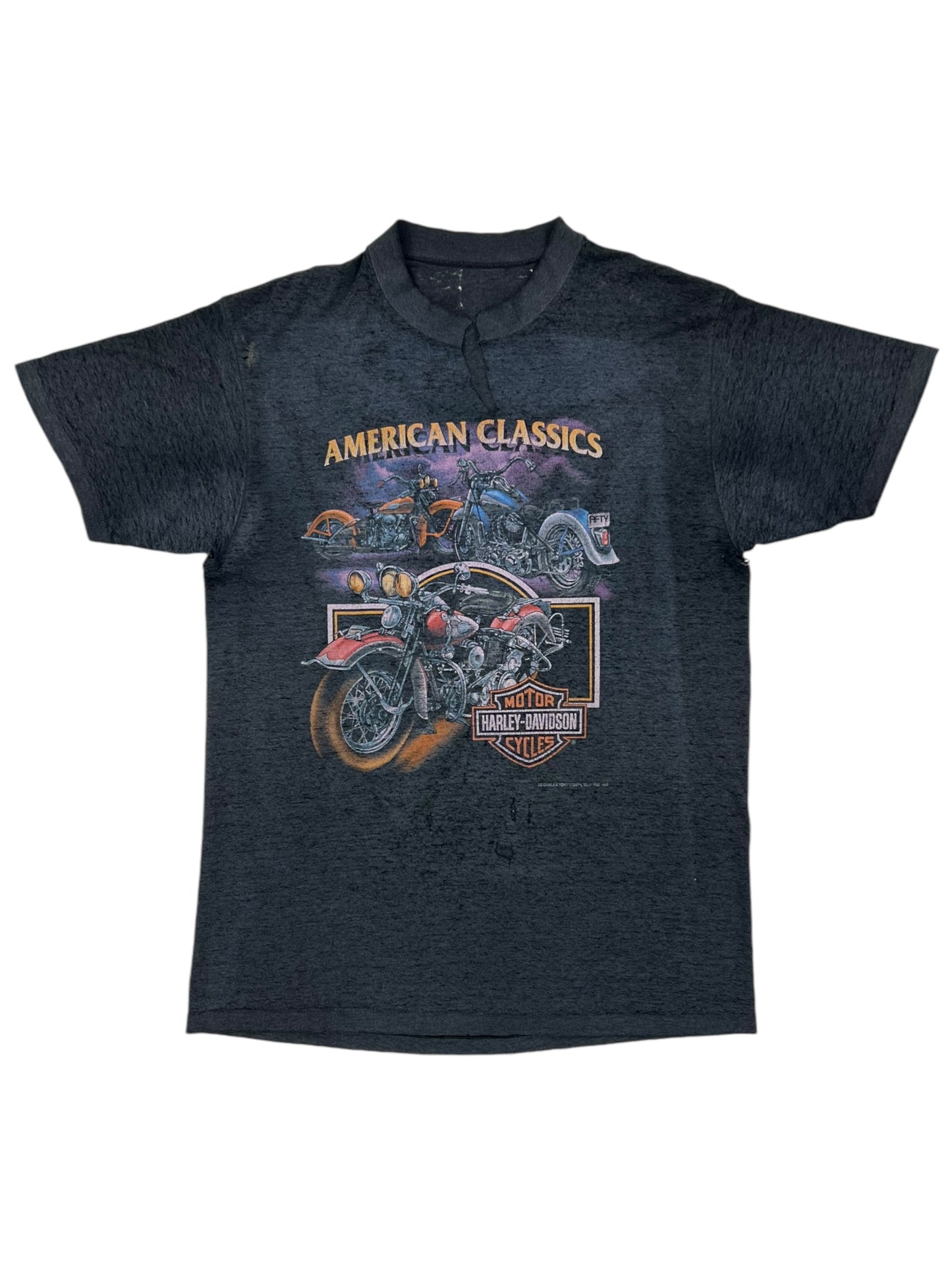 Vintage 1992 Harley Davidson 3D Emblem American Classics thrashed tee (M)