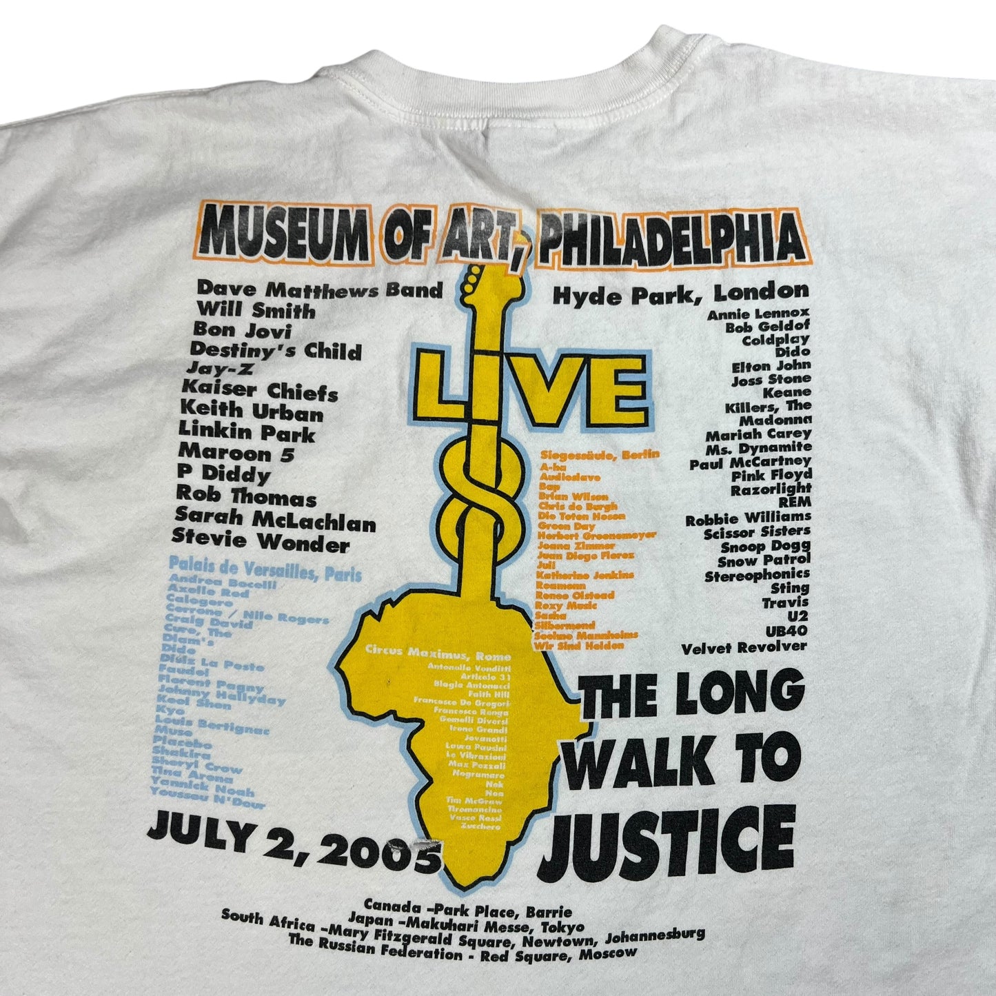 Vintage 2005 Live Aid Philadelphia Museum of Art band concert tee (XL)
