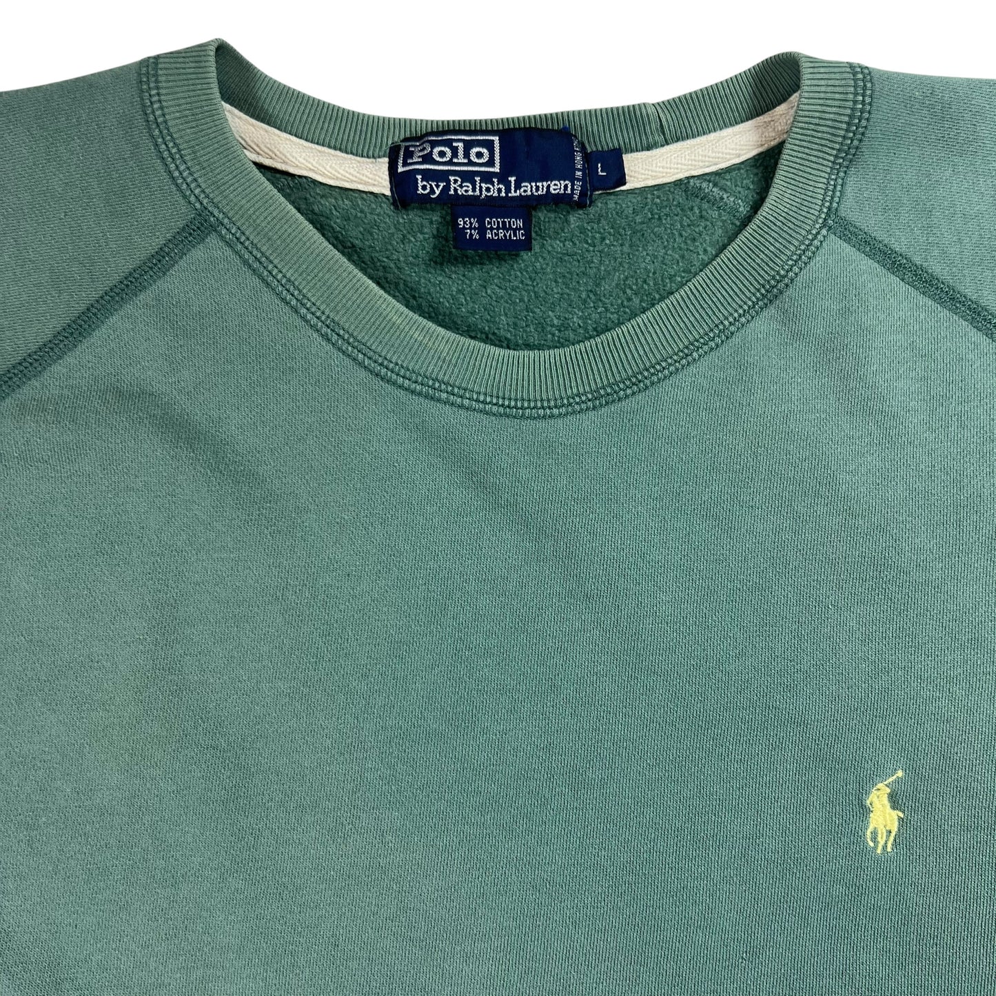 Vintage 90s Polo Ralph Lauren mini horse faded mint green crewneck (L)