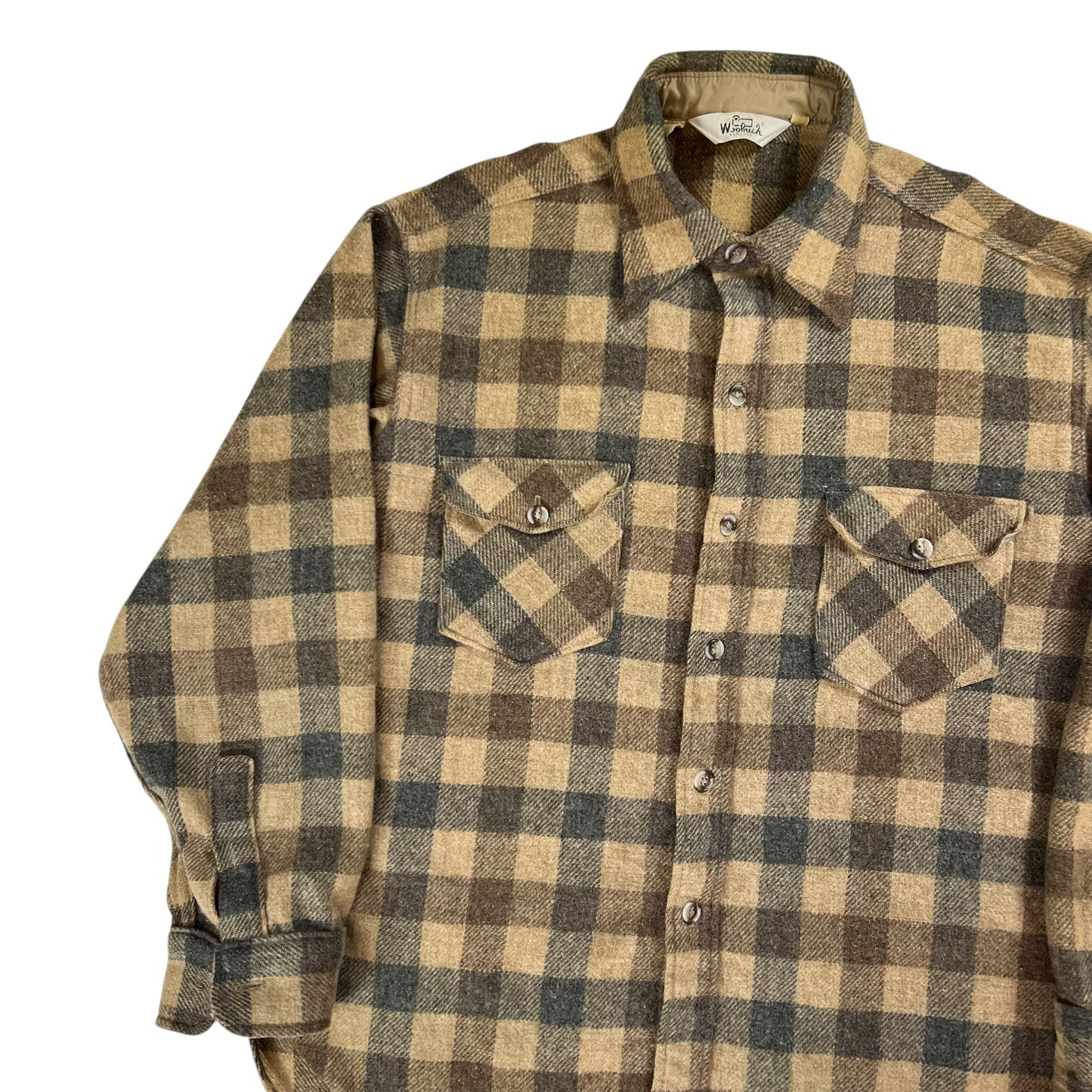 Vintage 1970s Woolrich plaid flannel button up (XL)