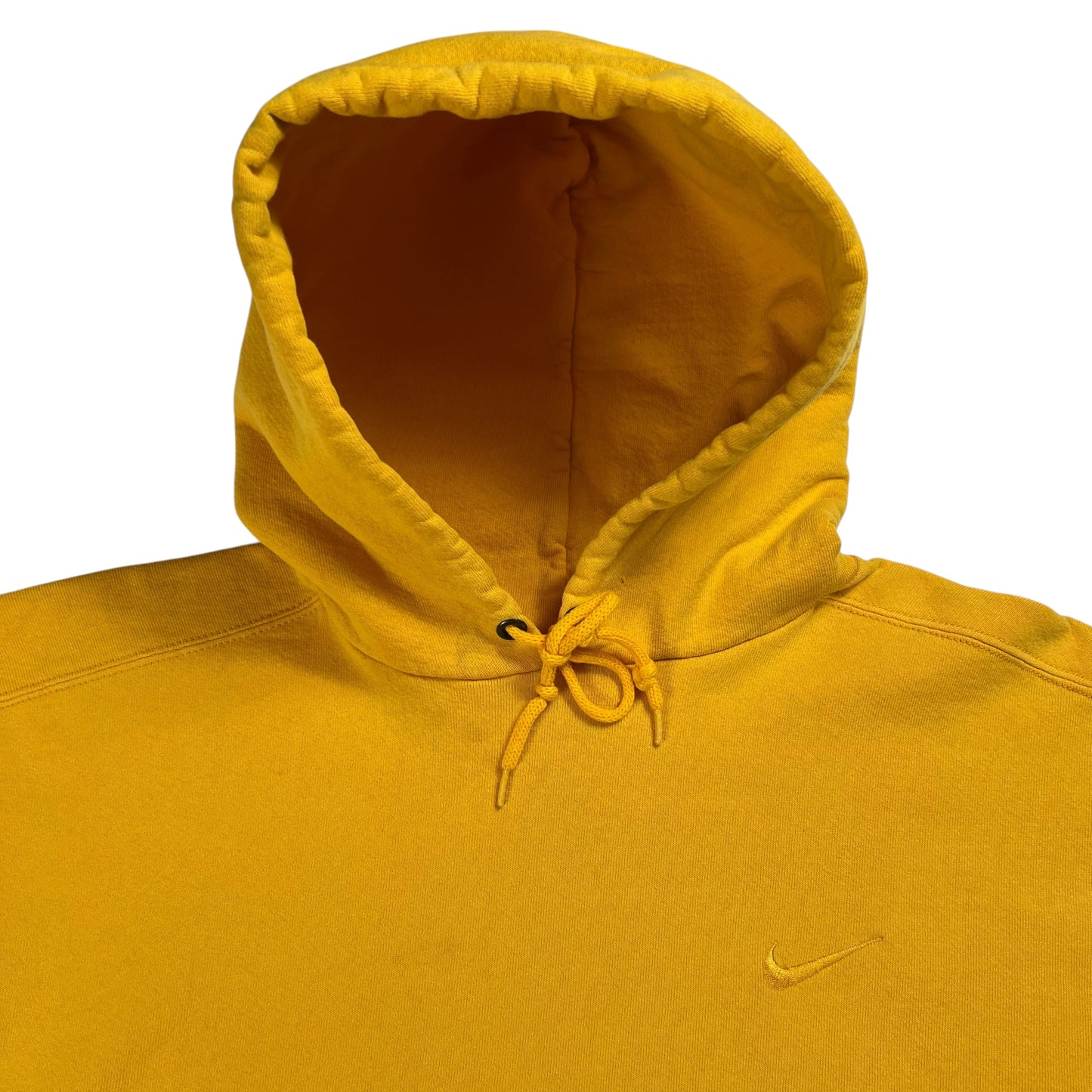 Vintage 90s Nike mini swoosh tonal mustard yellow hoodie (XXL)