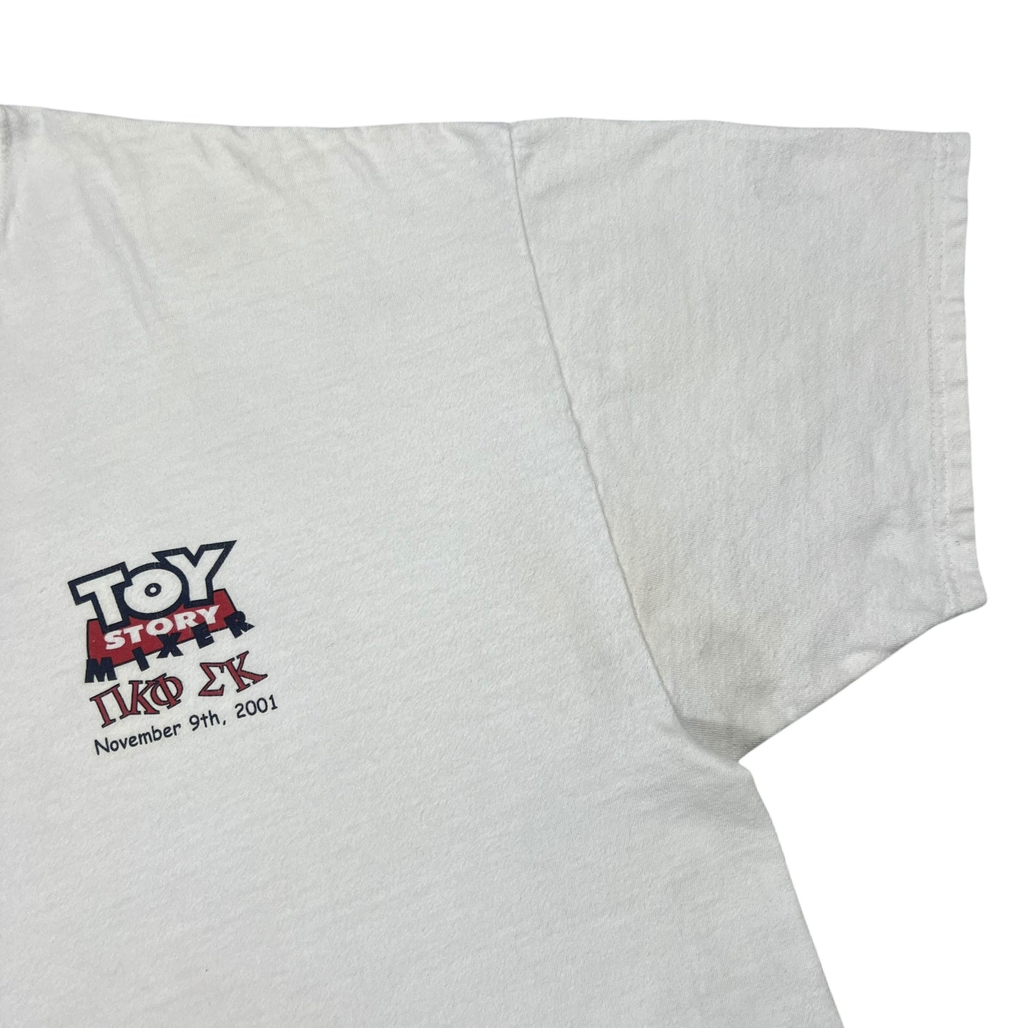 Vintage 2001 Toy Story Frat Parody “A BUZZ OR WOODY GUARANTEED” tee (XL)