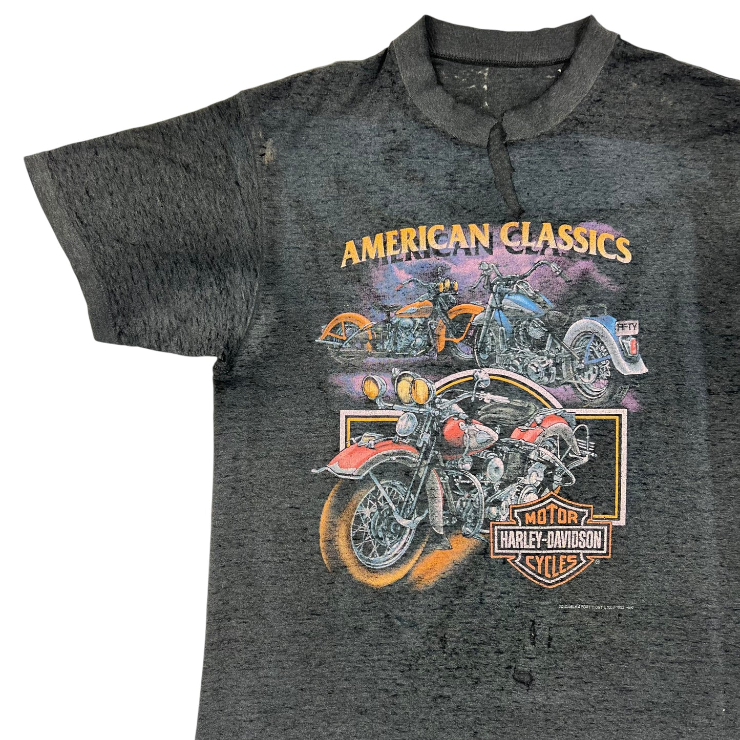 Vintage 1992 Harley Davidson 3D Emblem American Classics thrashed tee (M)