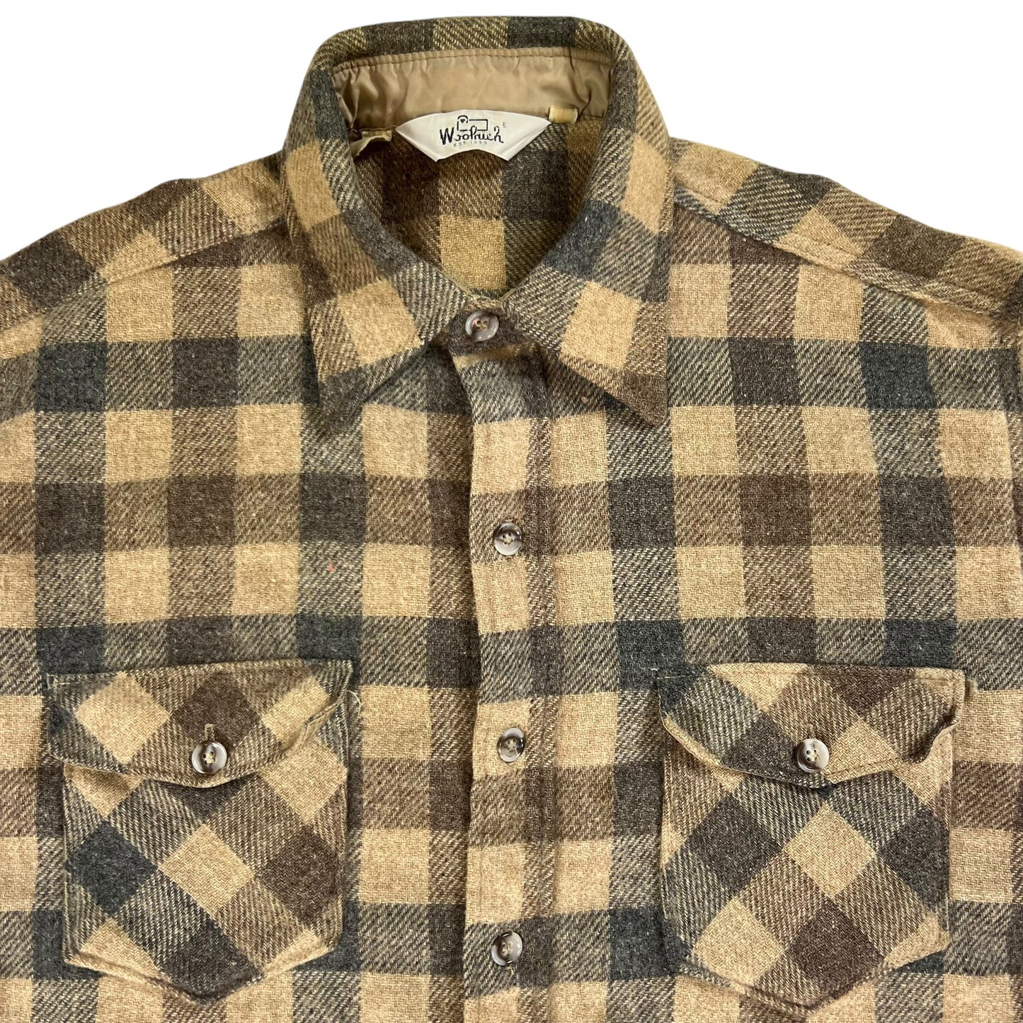 Vintage 1970s Woolrich plaid flannel button up (XL)