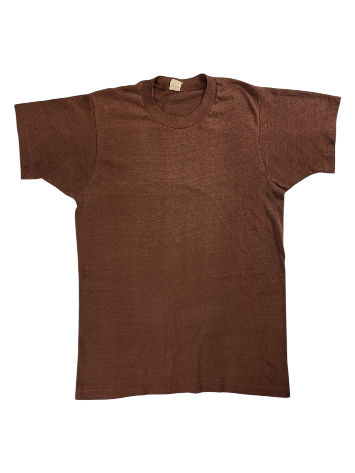 Vintage 1970s Fruit of the loom faded brown blank tee (M)