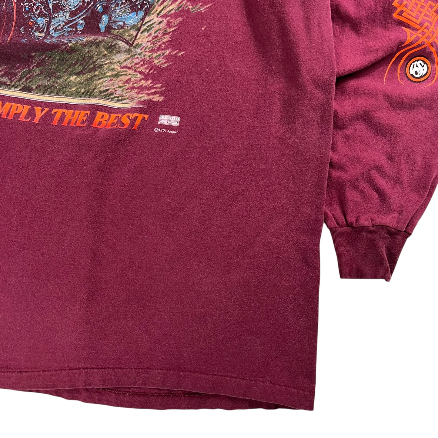 Vintage 90s Harley Davidson Twin long sleeve print mock neck shirt (XL)
