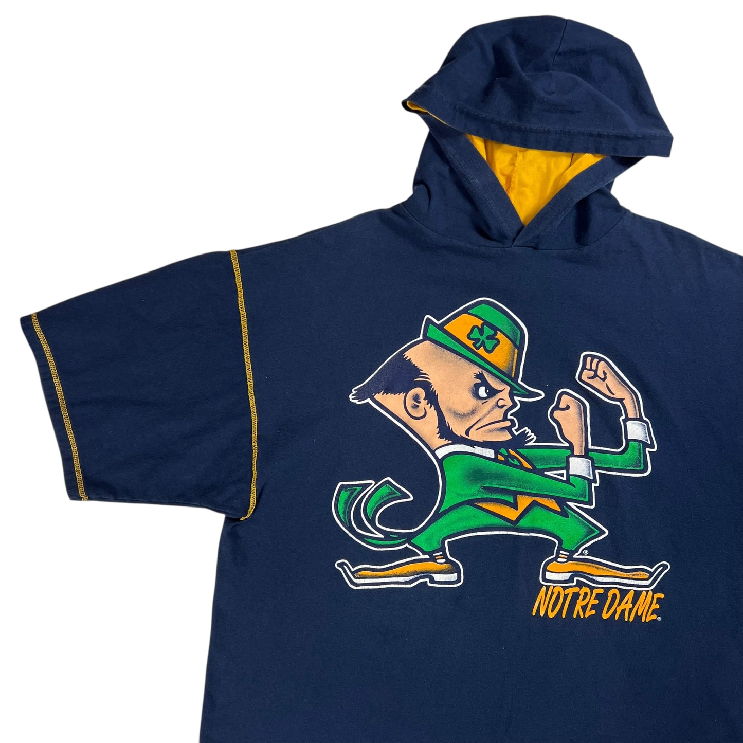 Vintage 90s Notre Dame Fighting Irish Leprechaun double hoodie tee (XXL)