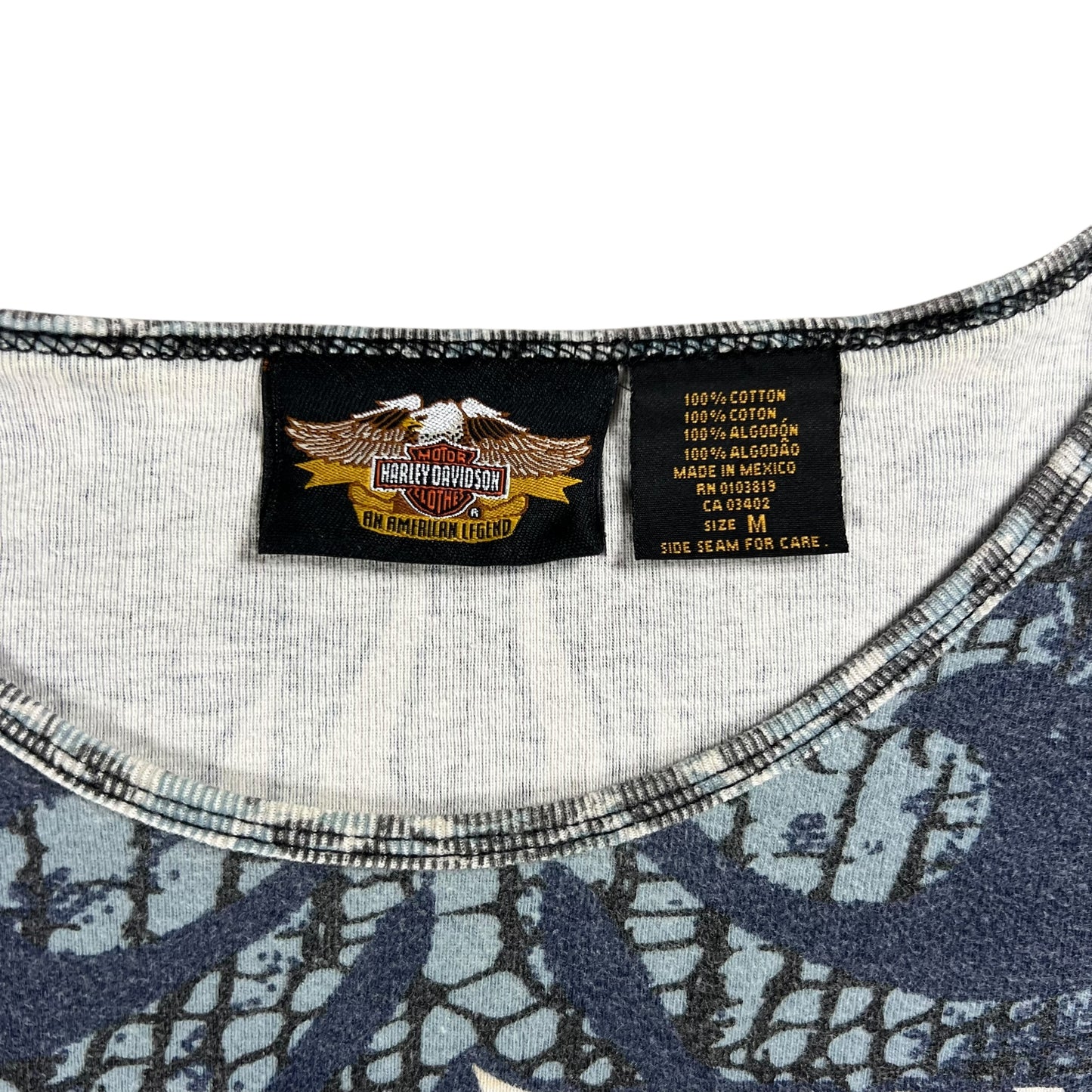 Vintage Y2K Harley Davidson Motorcycles femme flames all over print women’s long sleeve (M)