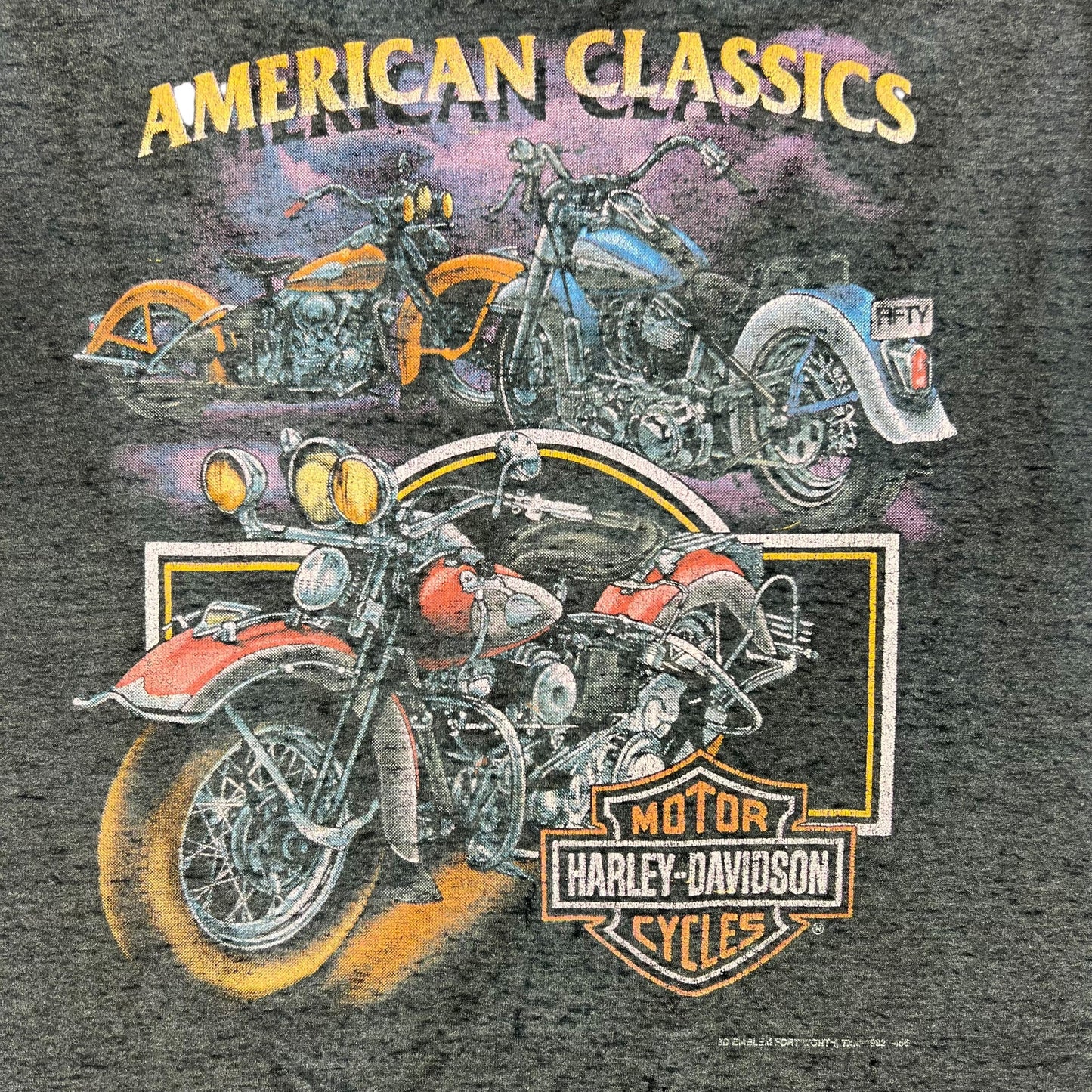 Vintage 1992 Harley Davidson 3D Emblem American Classics thrashed tee (M)