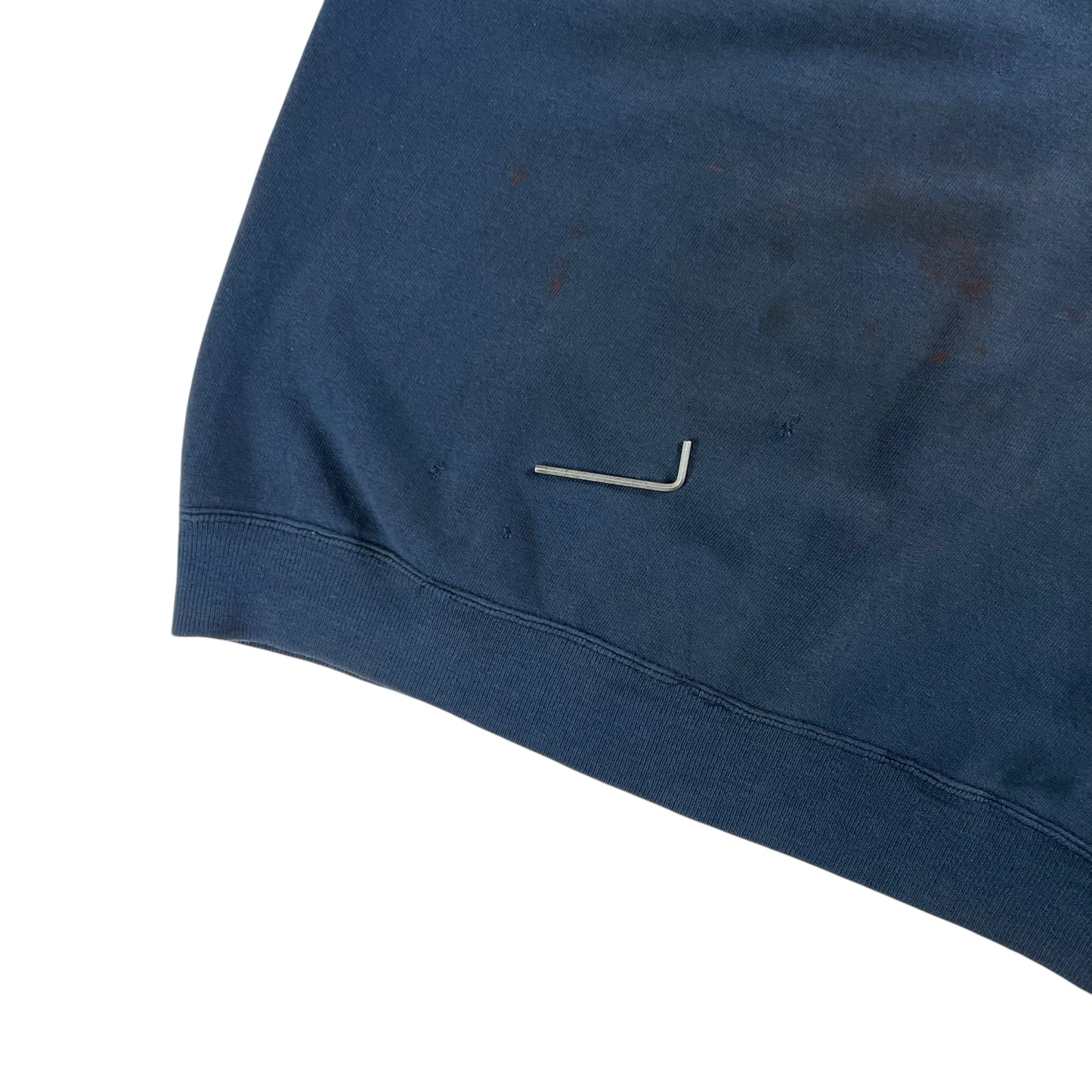Vintage 1970s navy blue faded worn short sleeve crewneck (L)