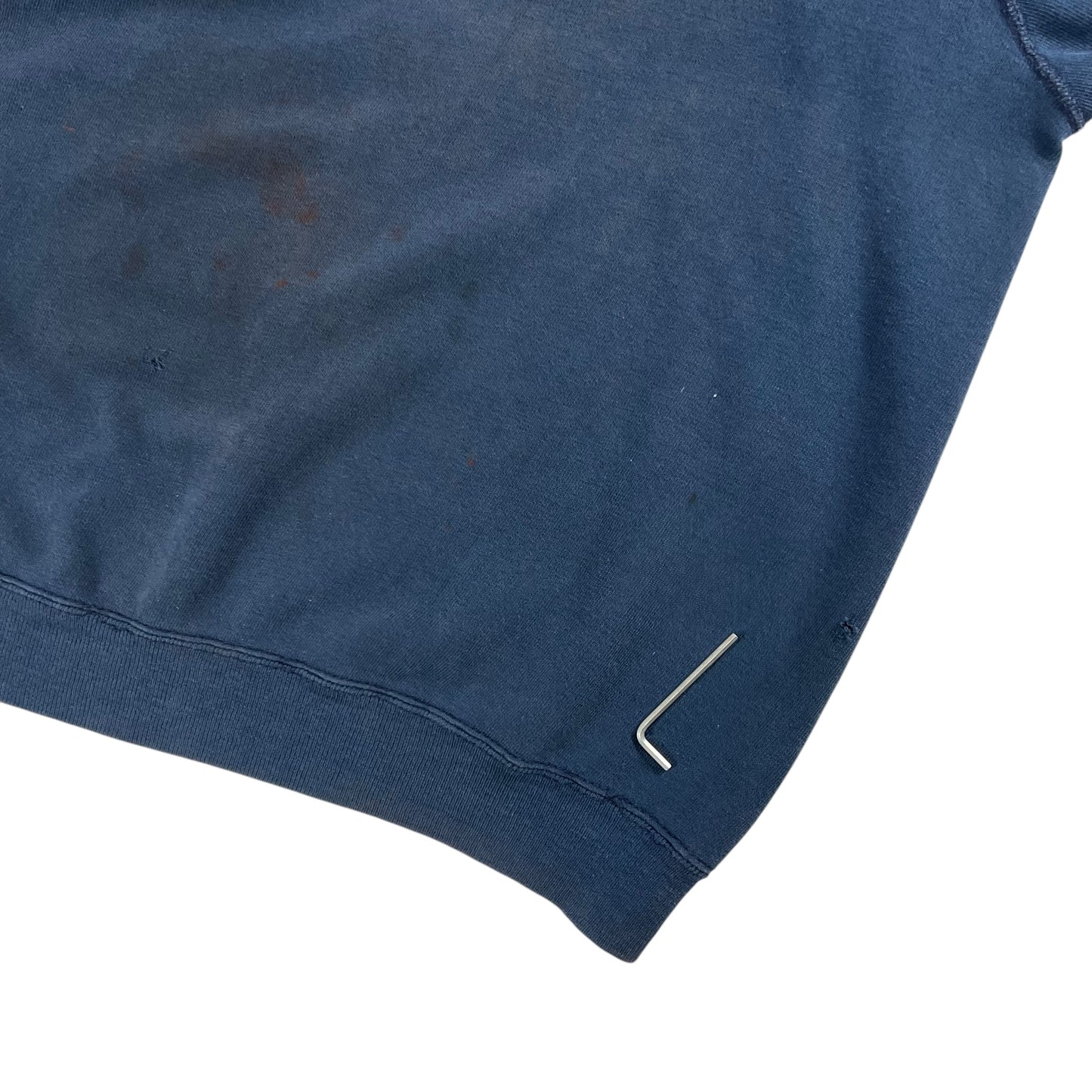 Vintage 1970s navy blue faded worn short sleeve crewneck (L)