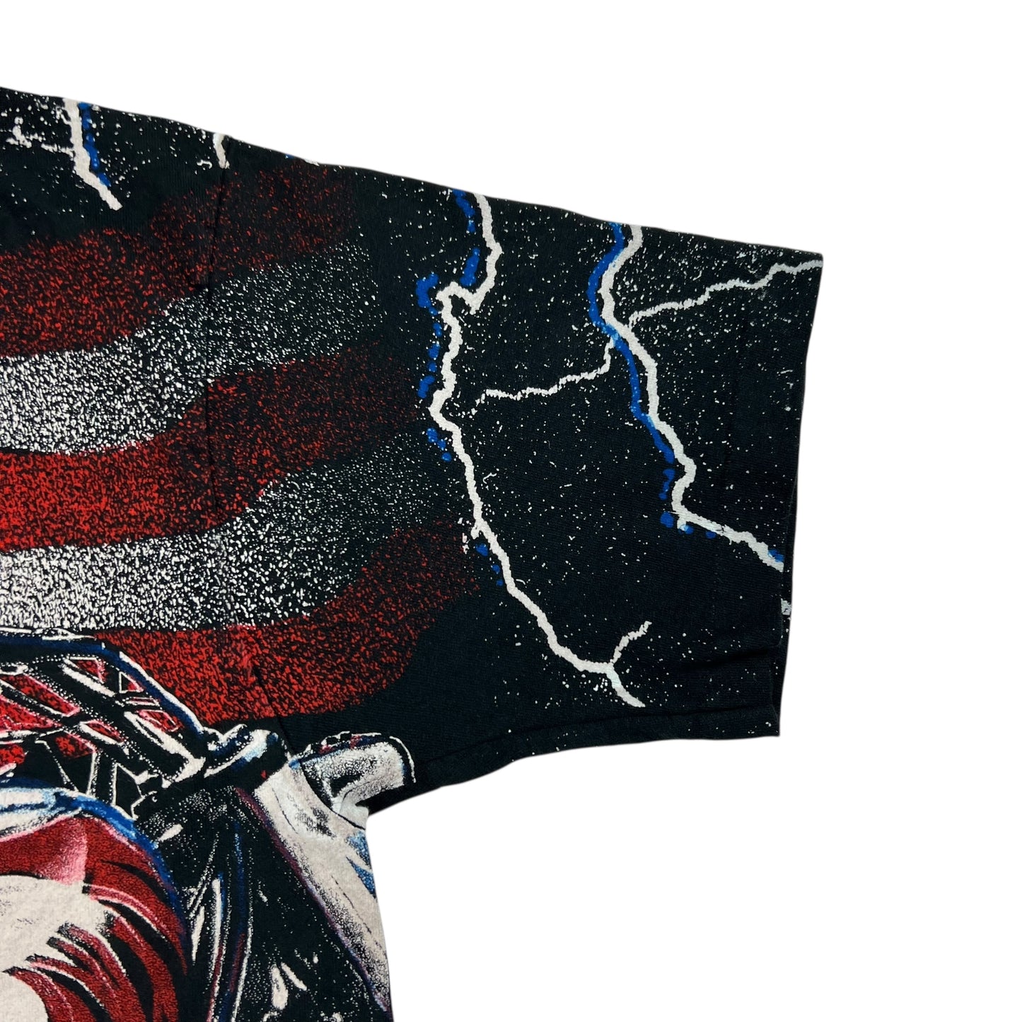 Vintage 1991 American wolf Biker Motorcycle all over print tee (L)