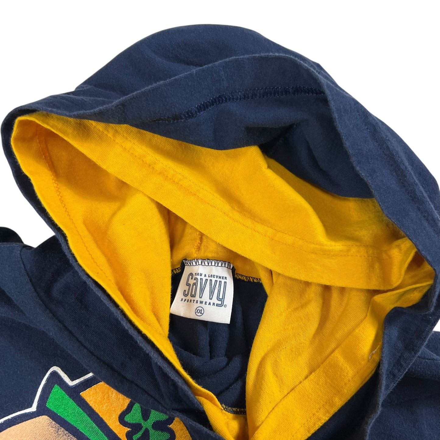 Vintage 90s Notre Dame Fighting Irish Leprechaun double hoodie tee (XXL)