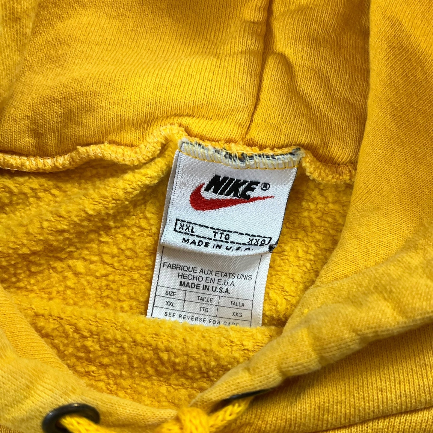 Vintage 90s Nike mini swoosh tonal mustard yellow hoodie (XXL)