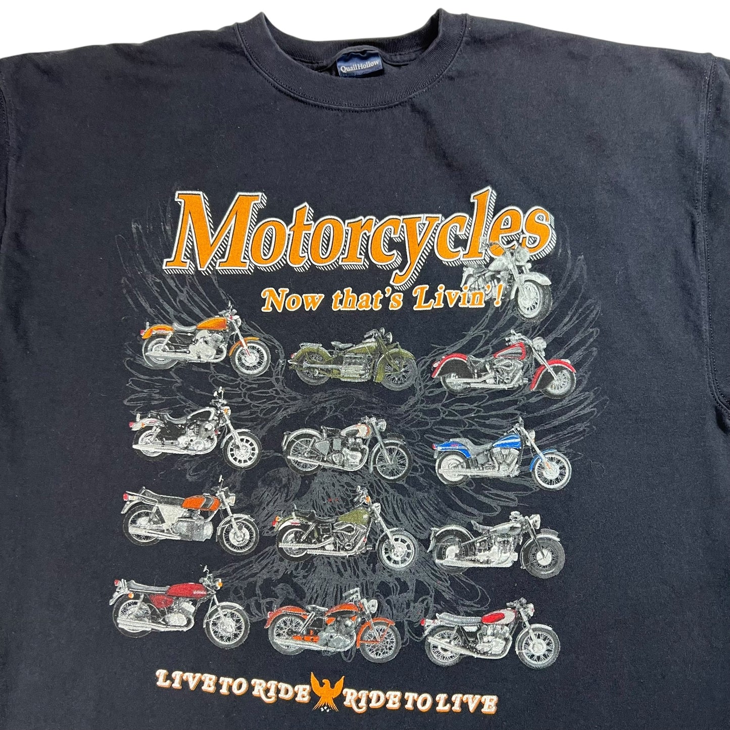 Vintage Y2K Motorcycles Live to Ride, Ride to Live biker tee (XL)