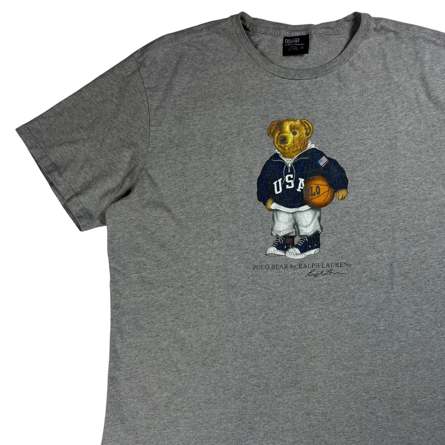Vintage 90s Polo Ralph Lauren Polo Bear USA grey tee (XL)