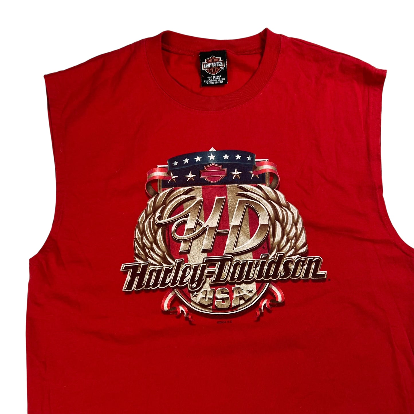 Vintage 2004 Harley Davidson Motorcycles cut off tank top shirt (L)