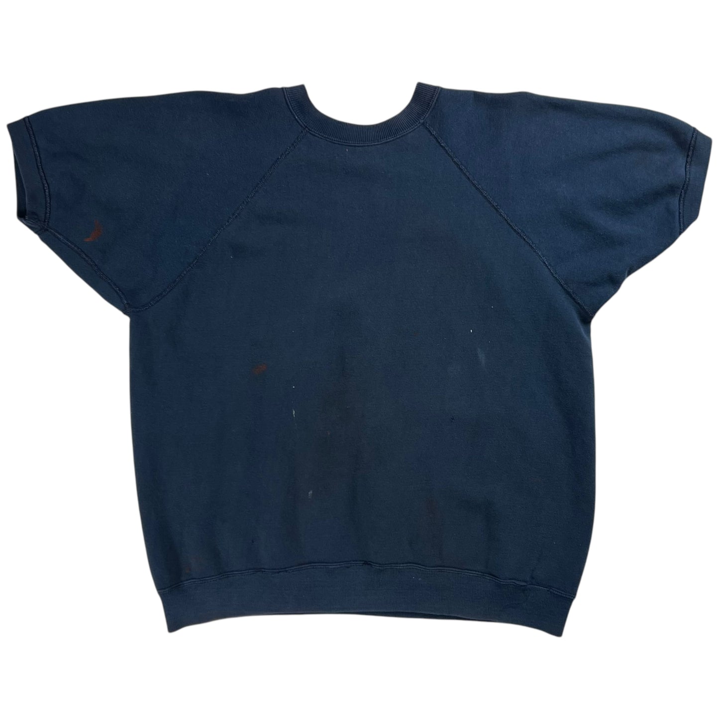 Vintage 1970s navy blue faded worn short sleeve crewneck (L)