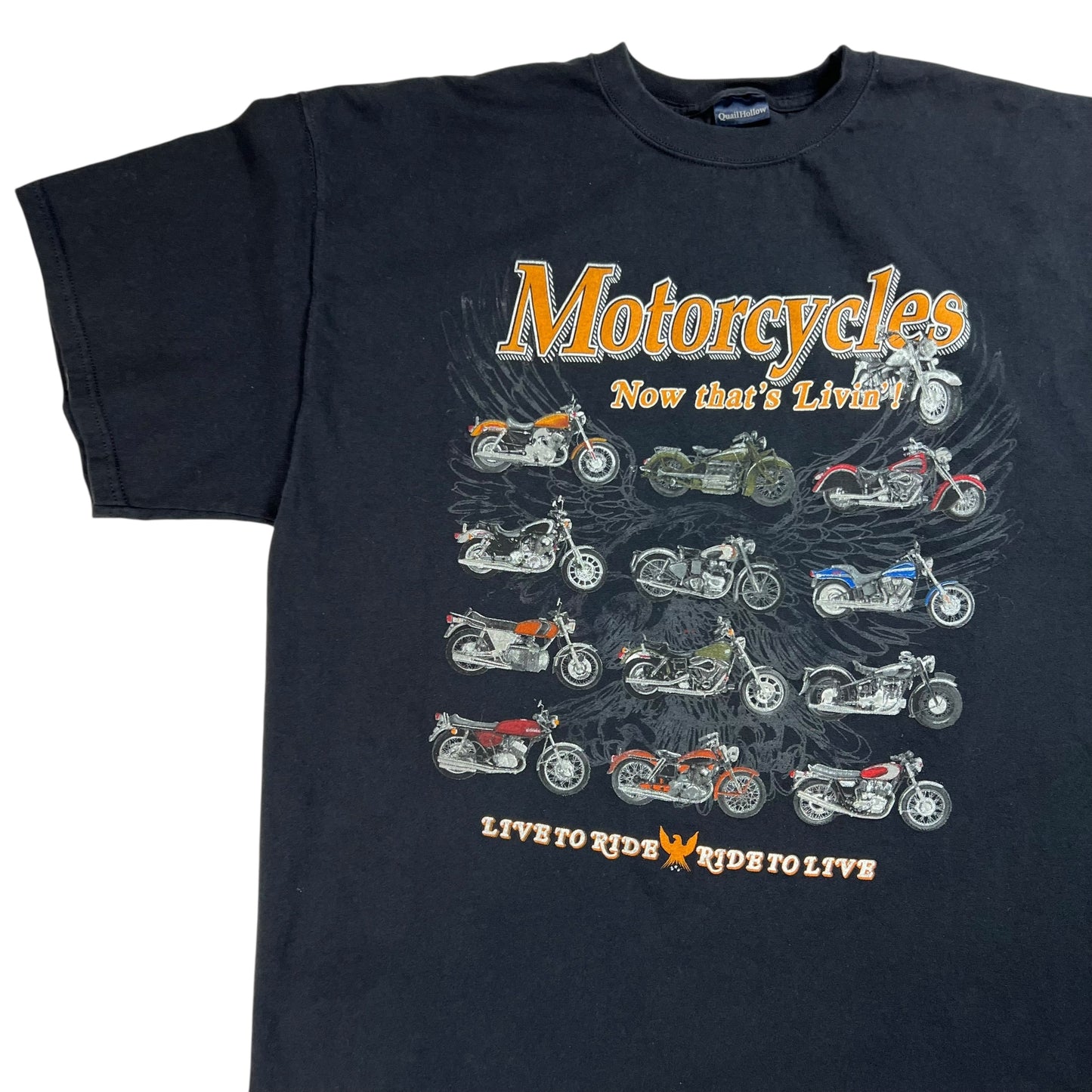 Vintage Y2K Motorcycles Live to Ride, Ride to Live biker tee (XL)