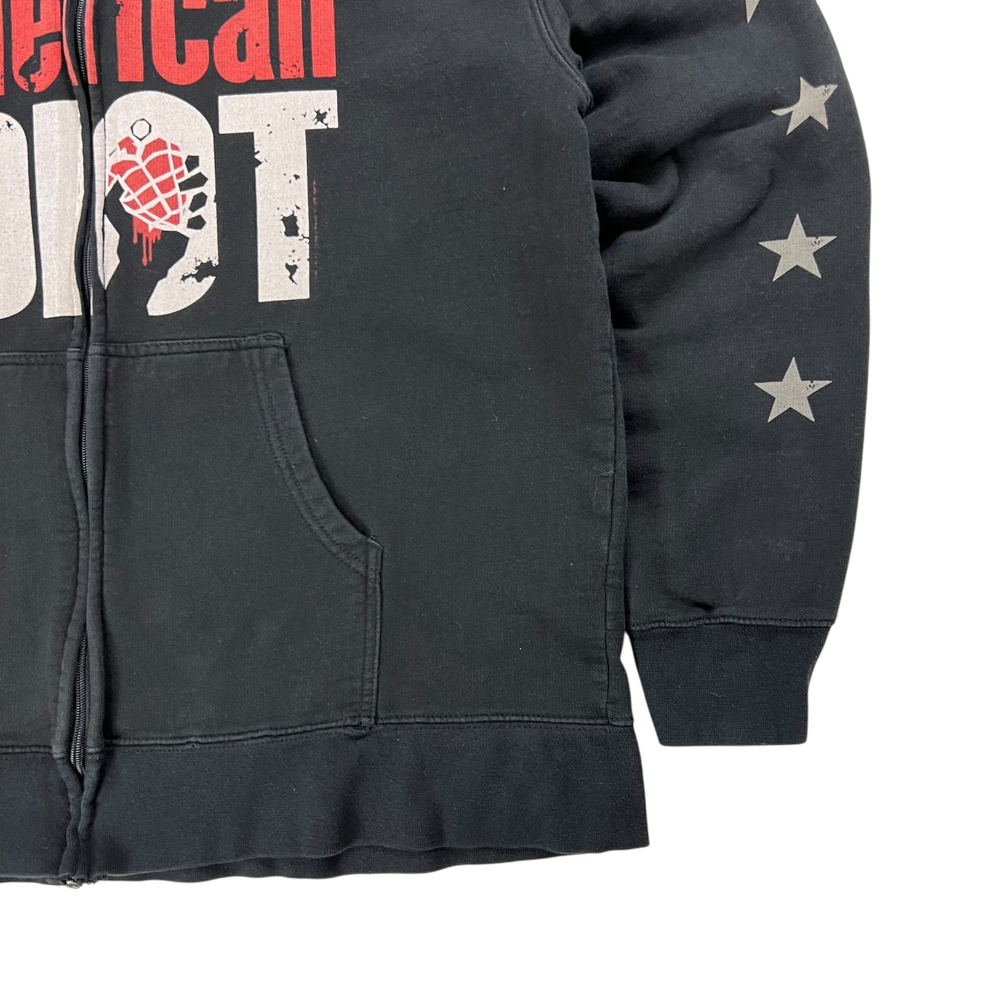 Vintage Y2K Green Day American Idiot sleeve print zip up hoodie (L)