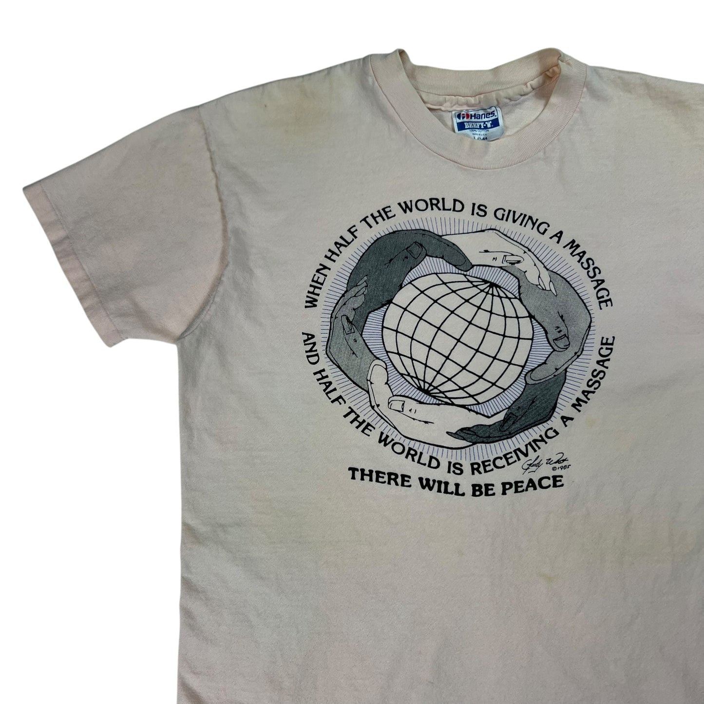 Vintage 1985 There Will Be Peace art tee (M)