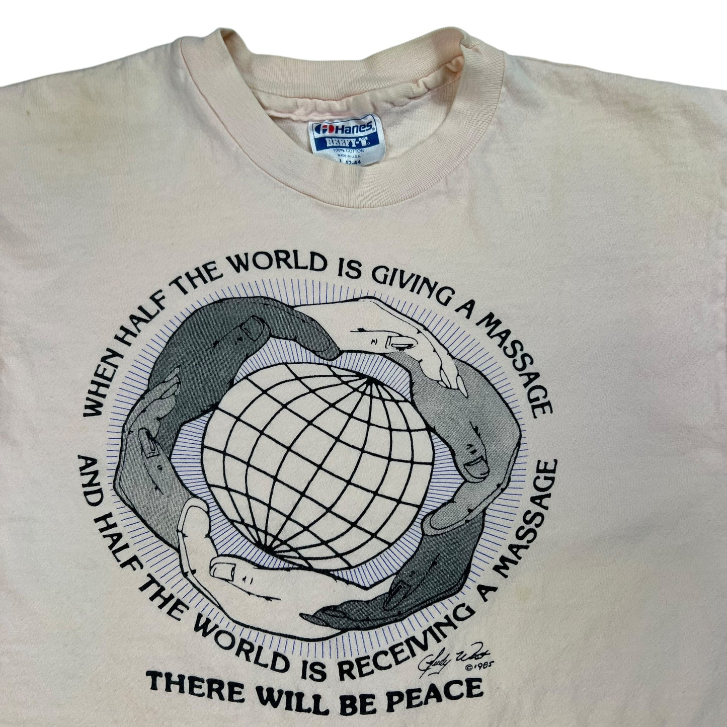 Vintage 1985 There Will Be Peace art tee (M)