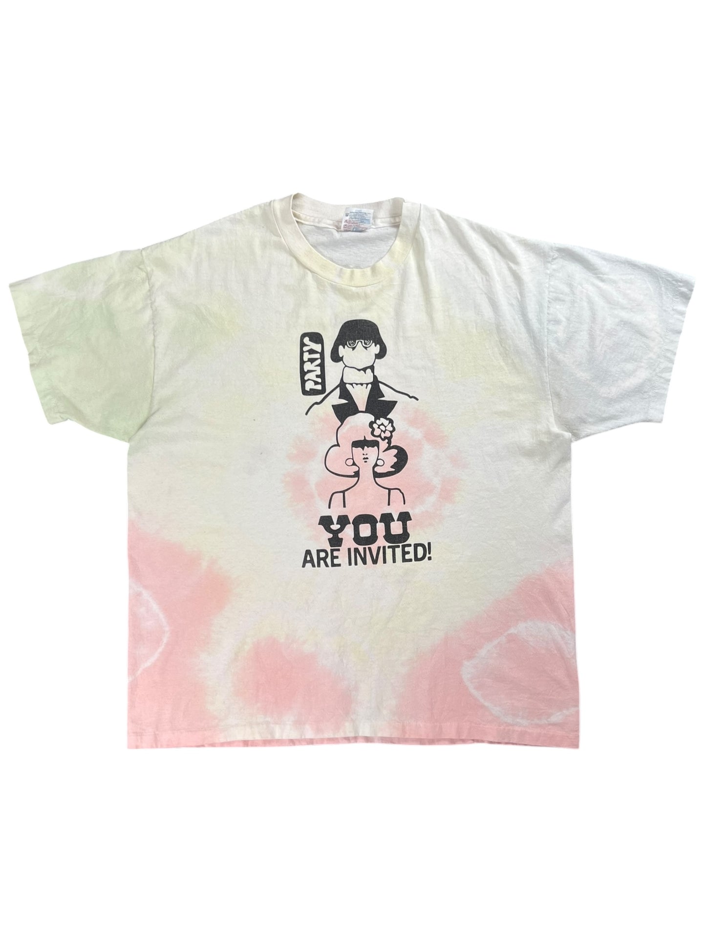 Vintage 90s Party You Are Invited! tie dye tee (XL)