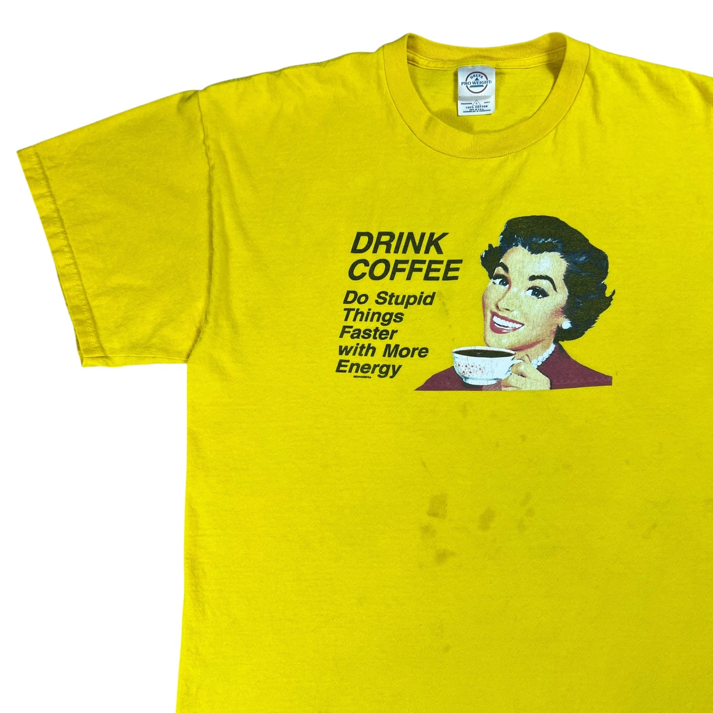 Vintage Y2K Drink Coffee Do Stupid Things Faster With More Energy tee (L)