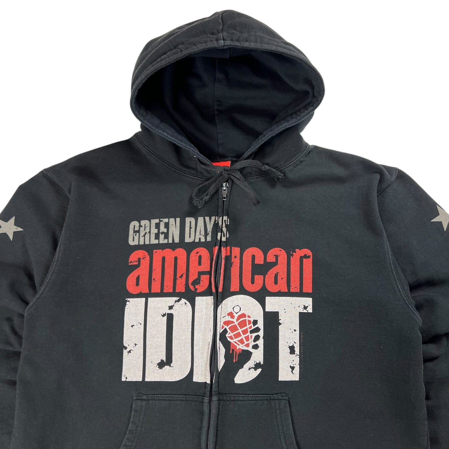 Vintage Y2K Green Day American Idiot sleeve print zip up hoodie (L)